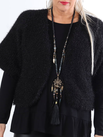 Franca - Söt fluffig plus size bolero i stickad form