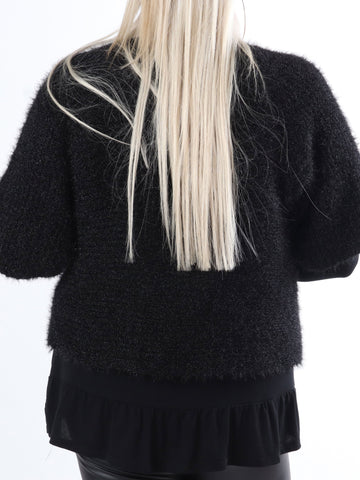 Franca - Söt fluffig plus size bolero i stickad form
