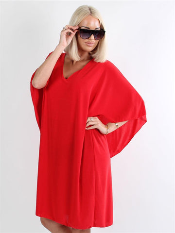 Jovana Dress - Klänning med fladdermusärmar och låg rygg