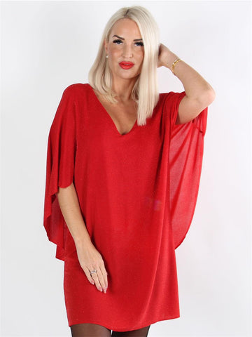 Jovana Dress - Klänning med fladdermusärmar och låg rygg