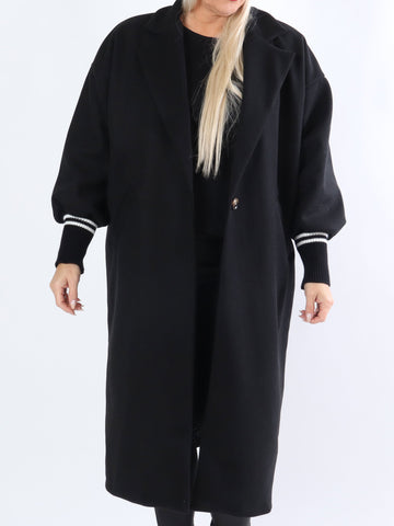Nitas - Plus size övergångsjacka med stickad del på ärmen