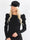 Arrow - Svart feminin stickad blus med puffärmar och guldknappar