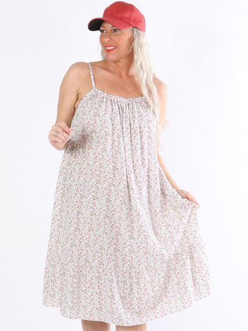 Rosita flower - Armégrön underklänning med söt volangkant och blomstermotiv