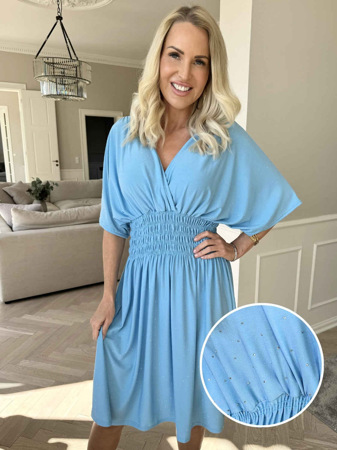 Pams Crystal Short - Kort elastisk klänning med strass