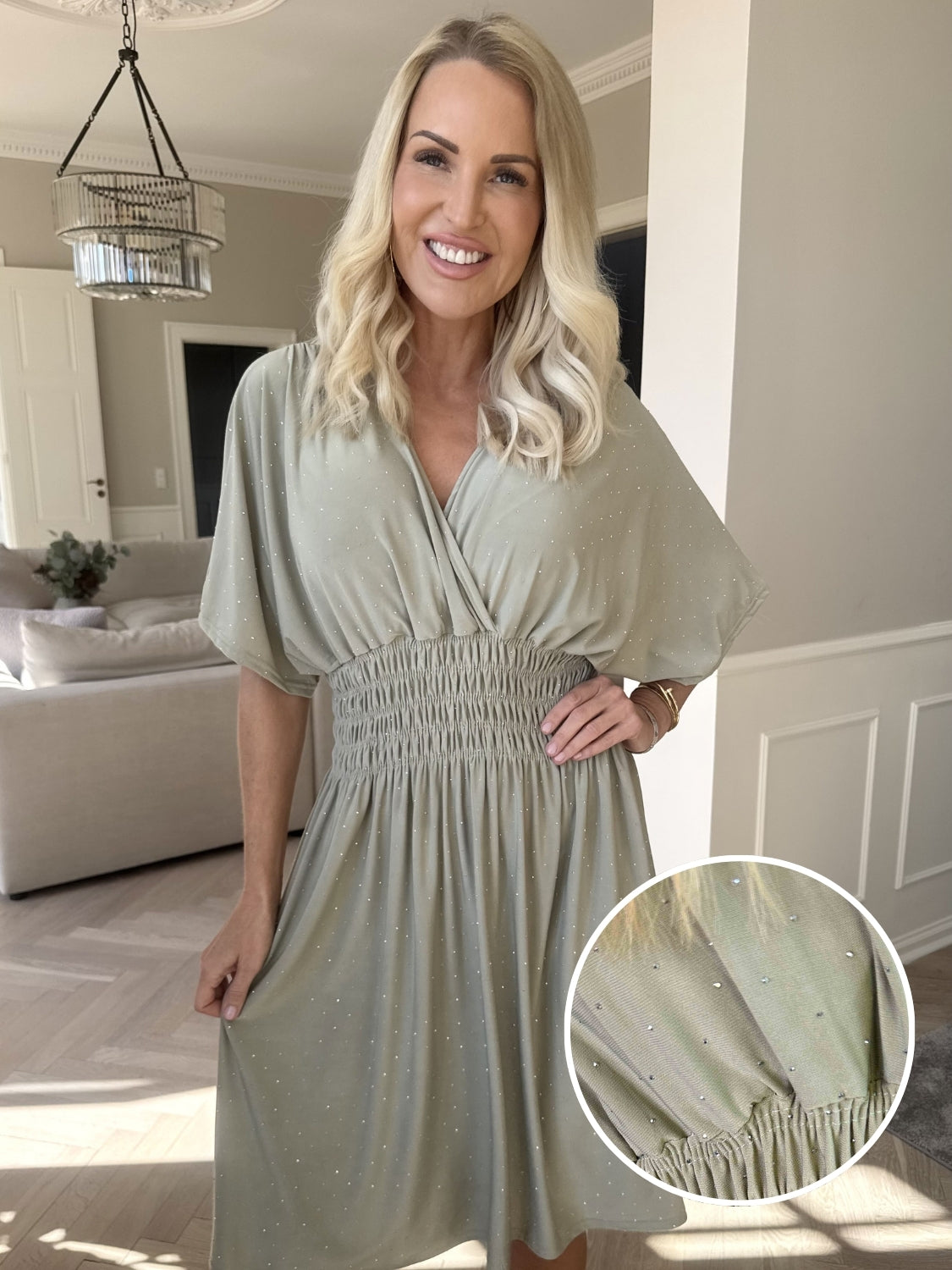 Pams Crystal Short - Kort elastisk klänning med strass