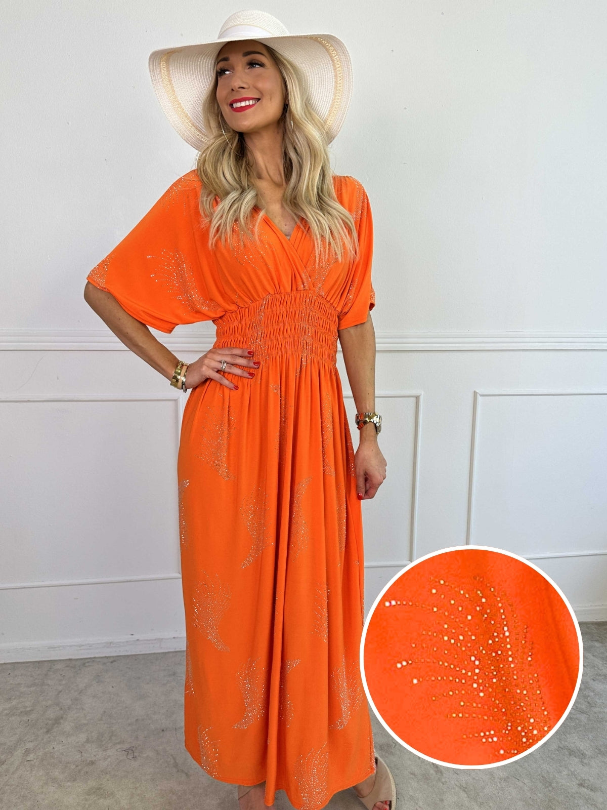 Pams Leaf Crystal - Lång stretchklänning med strassmönster