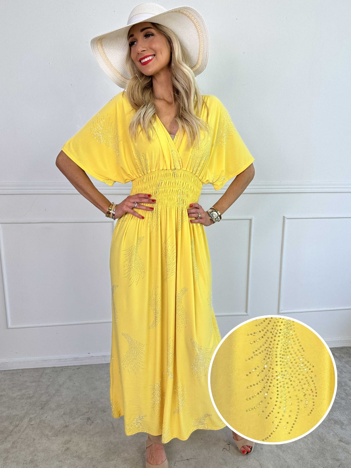 Pams Leaf Crystal - Lång stretchklänning med strassmönster