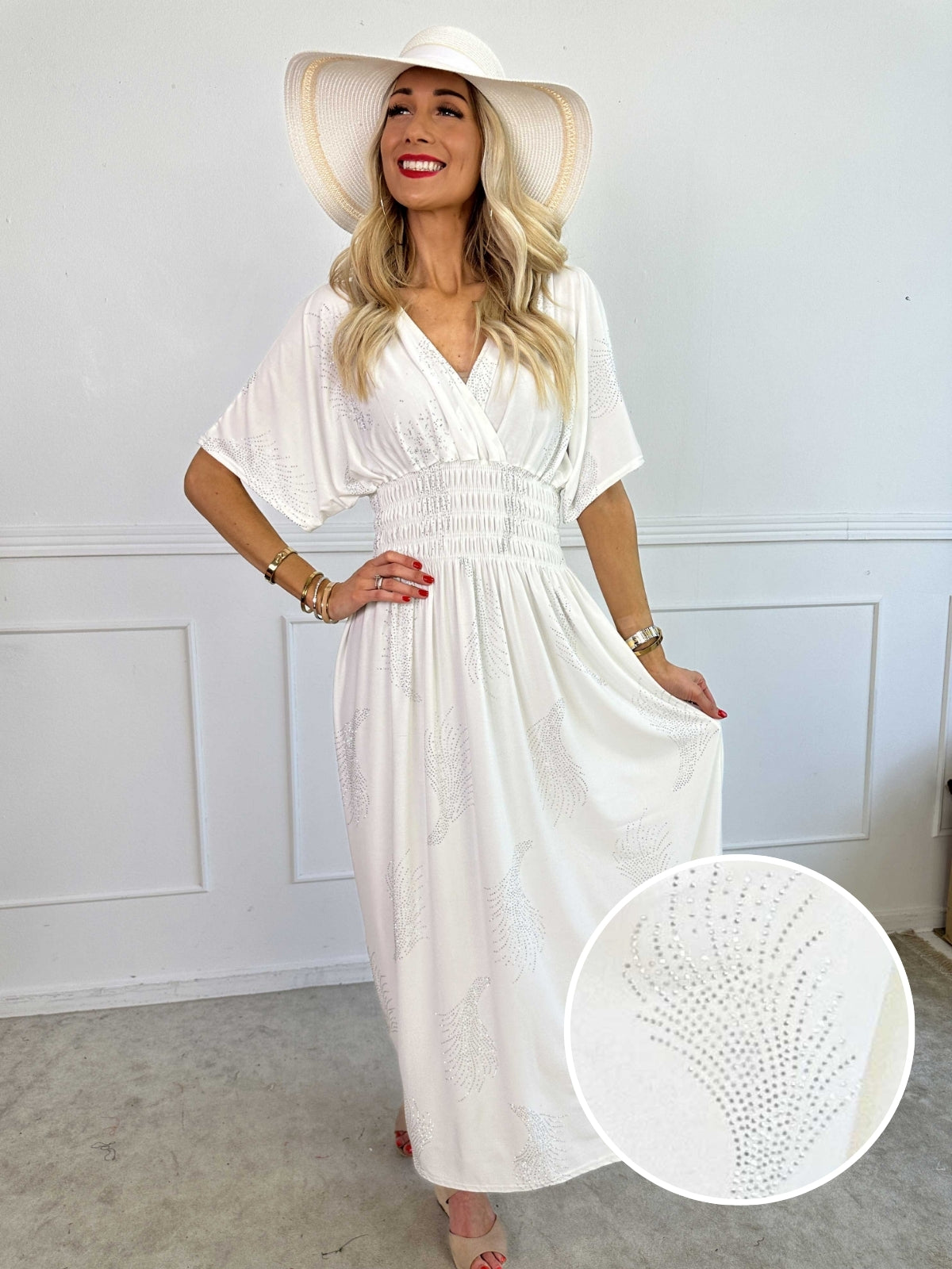 Pams Leaf Crystal - Lång stretchklänning med strassmönster