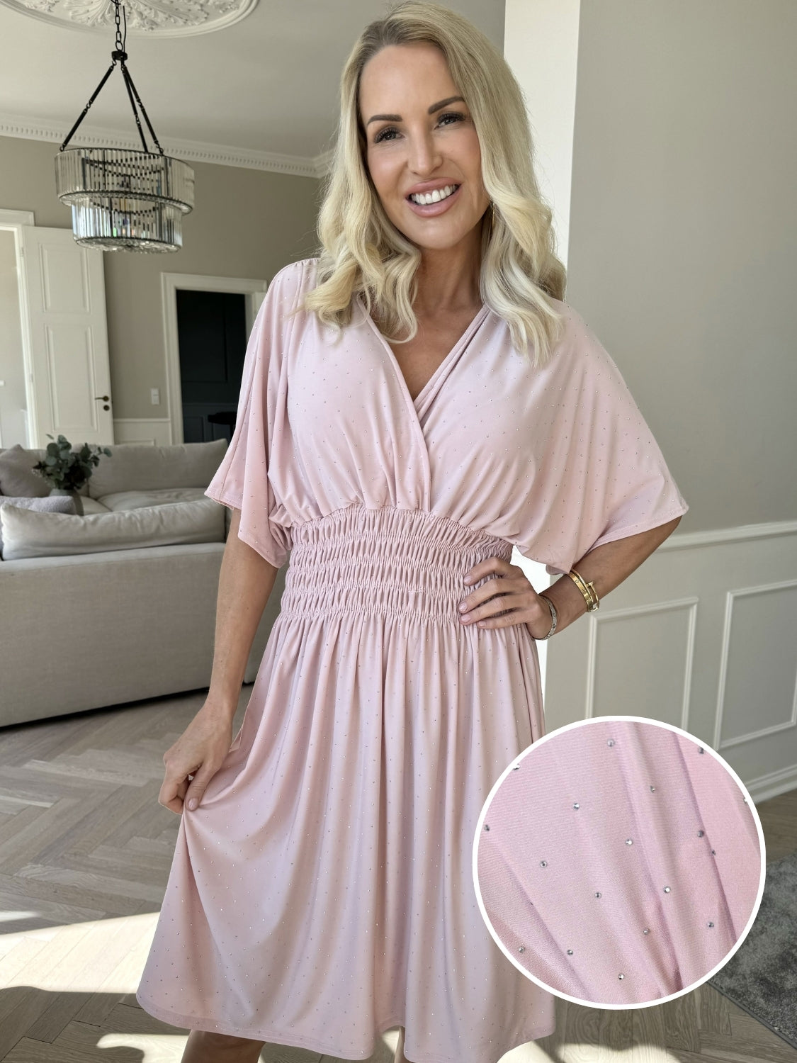 Pams Crystal Short - Kort elastisk klänning med strass