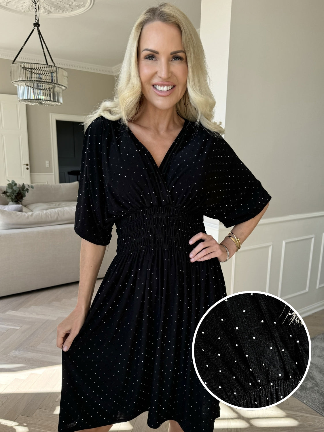 Pams Crystal Short - Kort elastisk klänning med strass