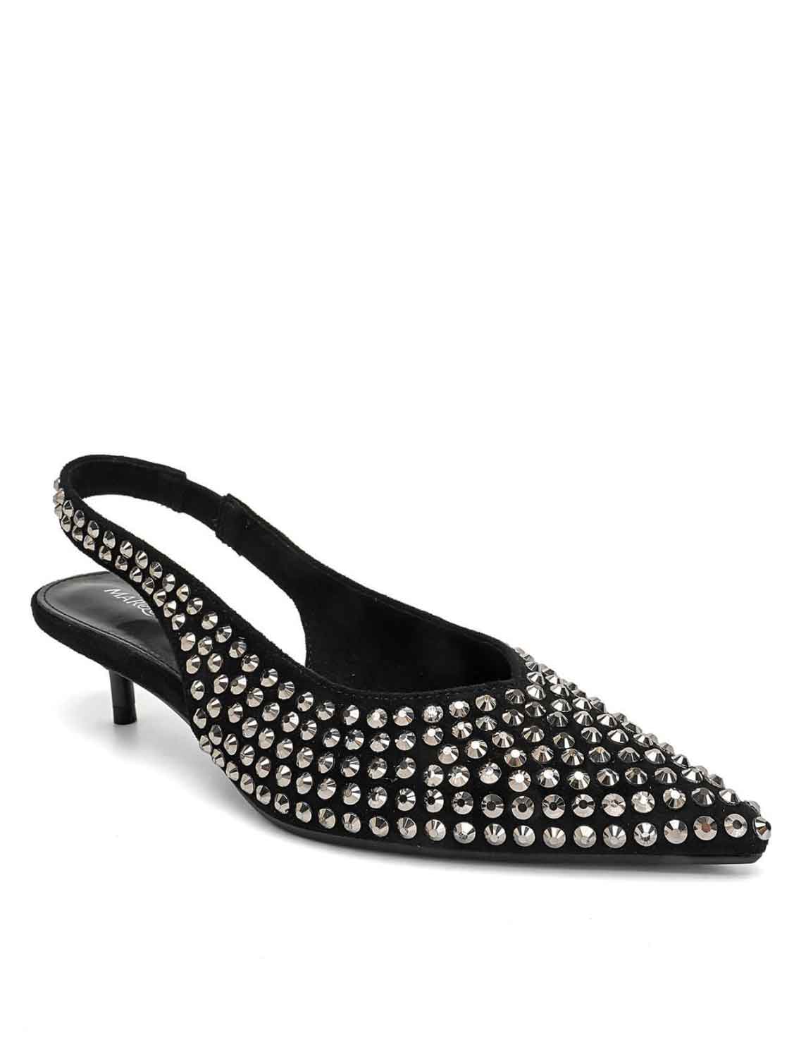 Gavy - Elegant spetsig pump med låg klack och glänsande strass