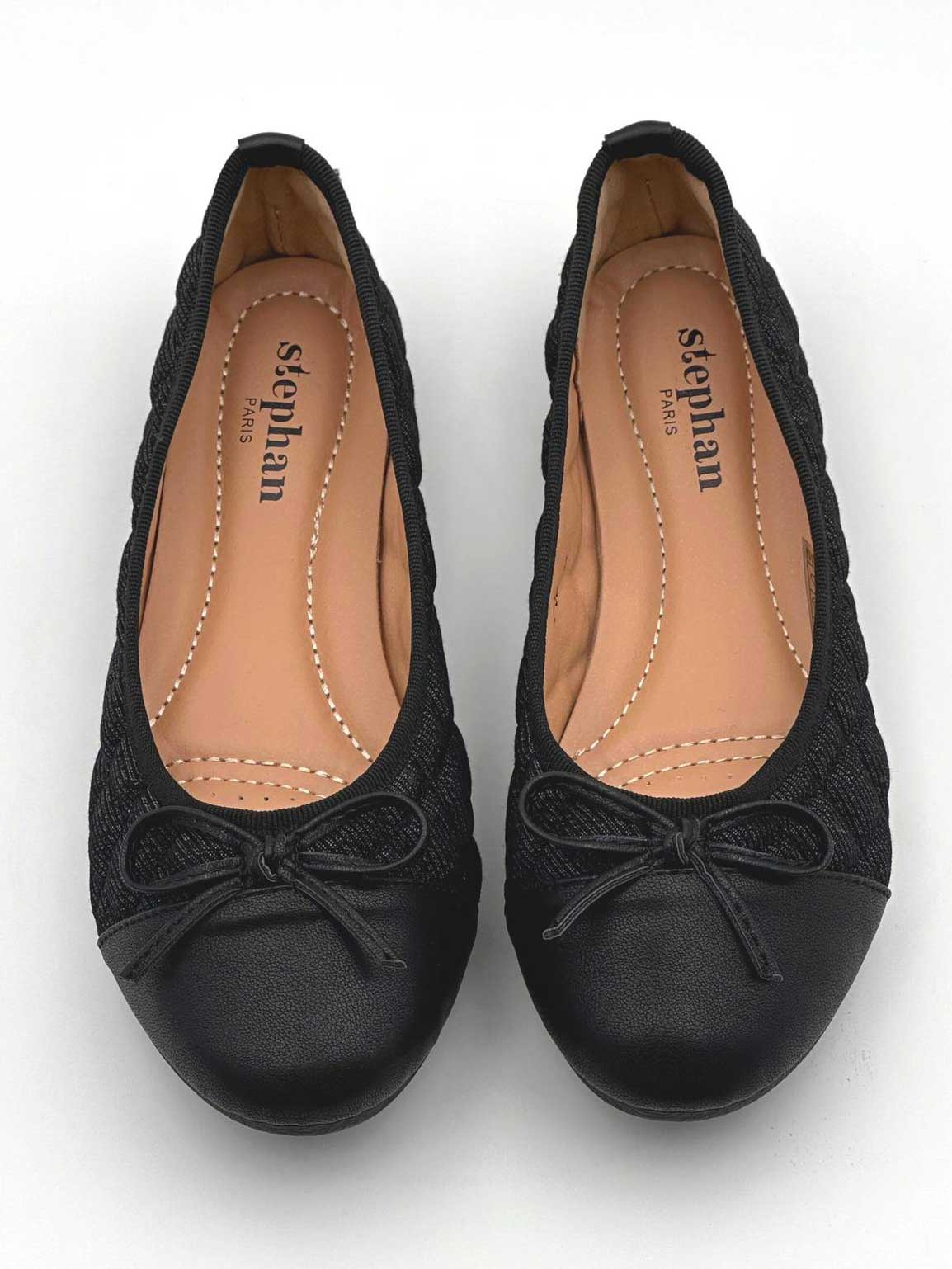 Pamela - Söta ballerinaskor i denim med rosett