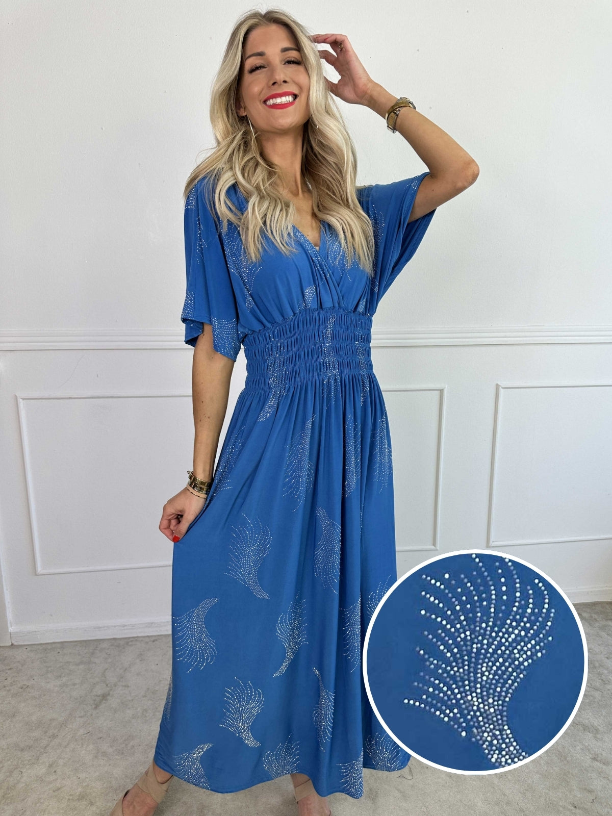 Pams Leaf Crystal - Lång stretchklänning med strassmönster