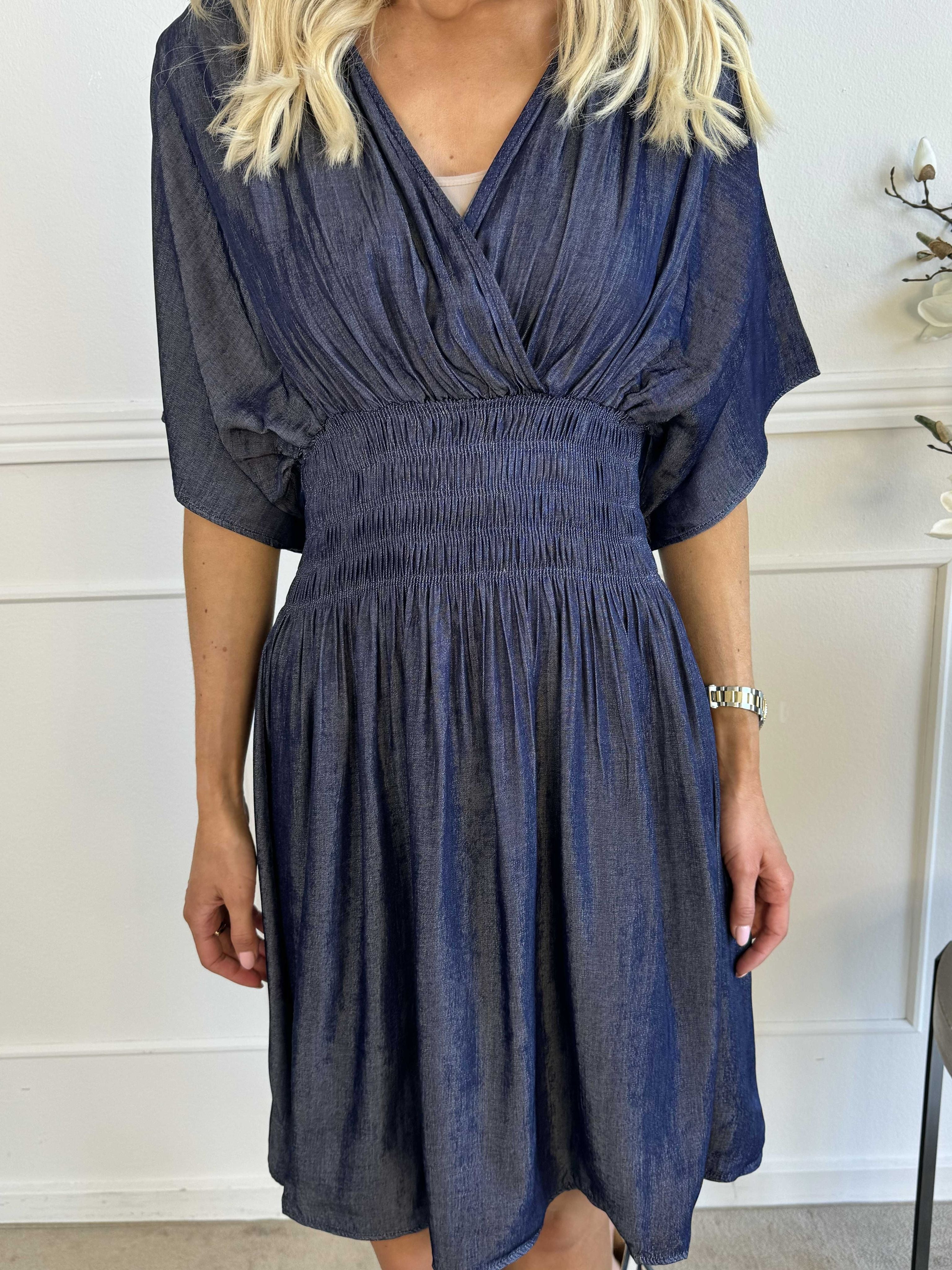 Pams Denim Short - Klänning med smock under bröstet