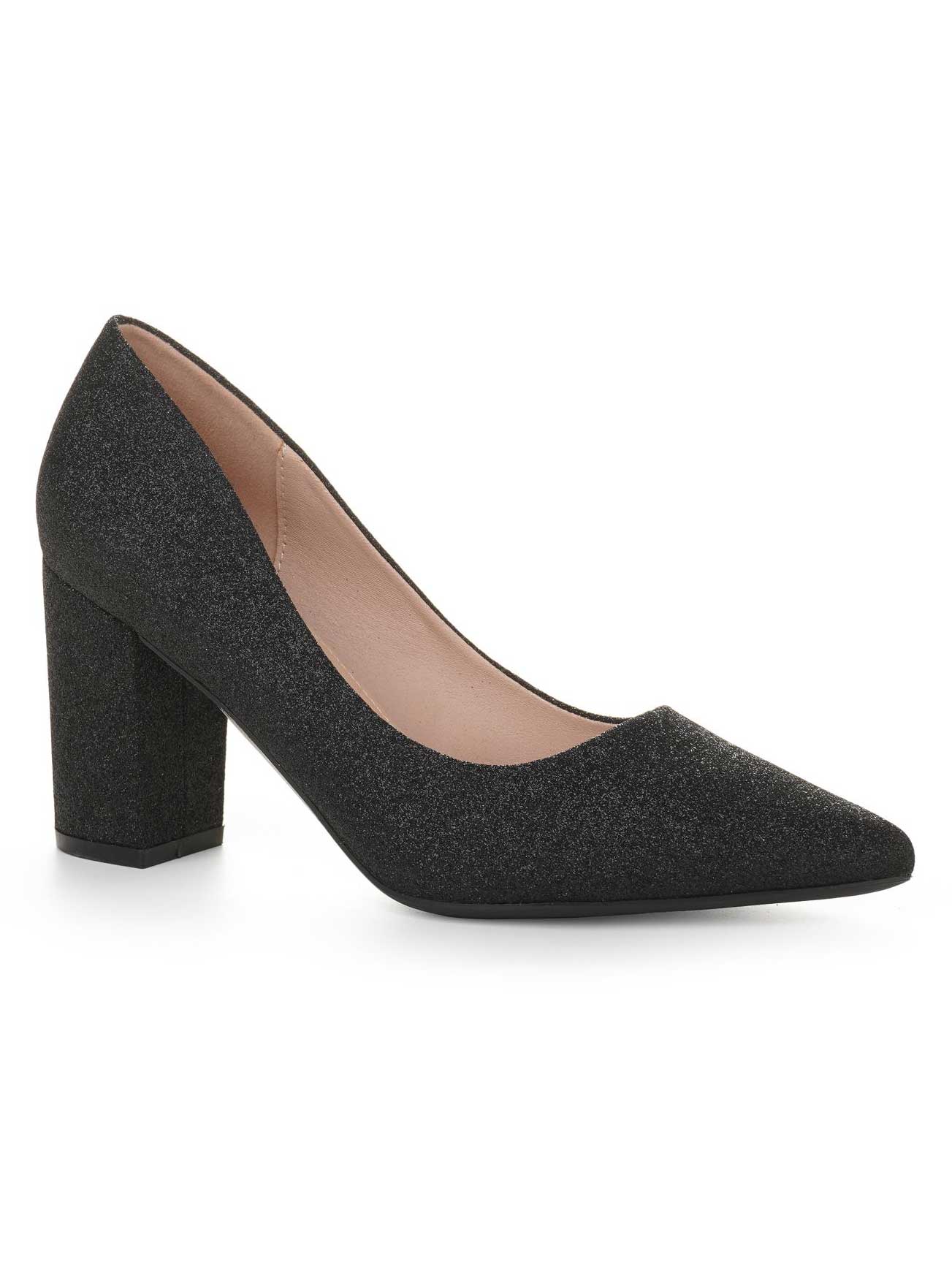 Nasly - Glimmande stilettklackar med bred klack