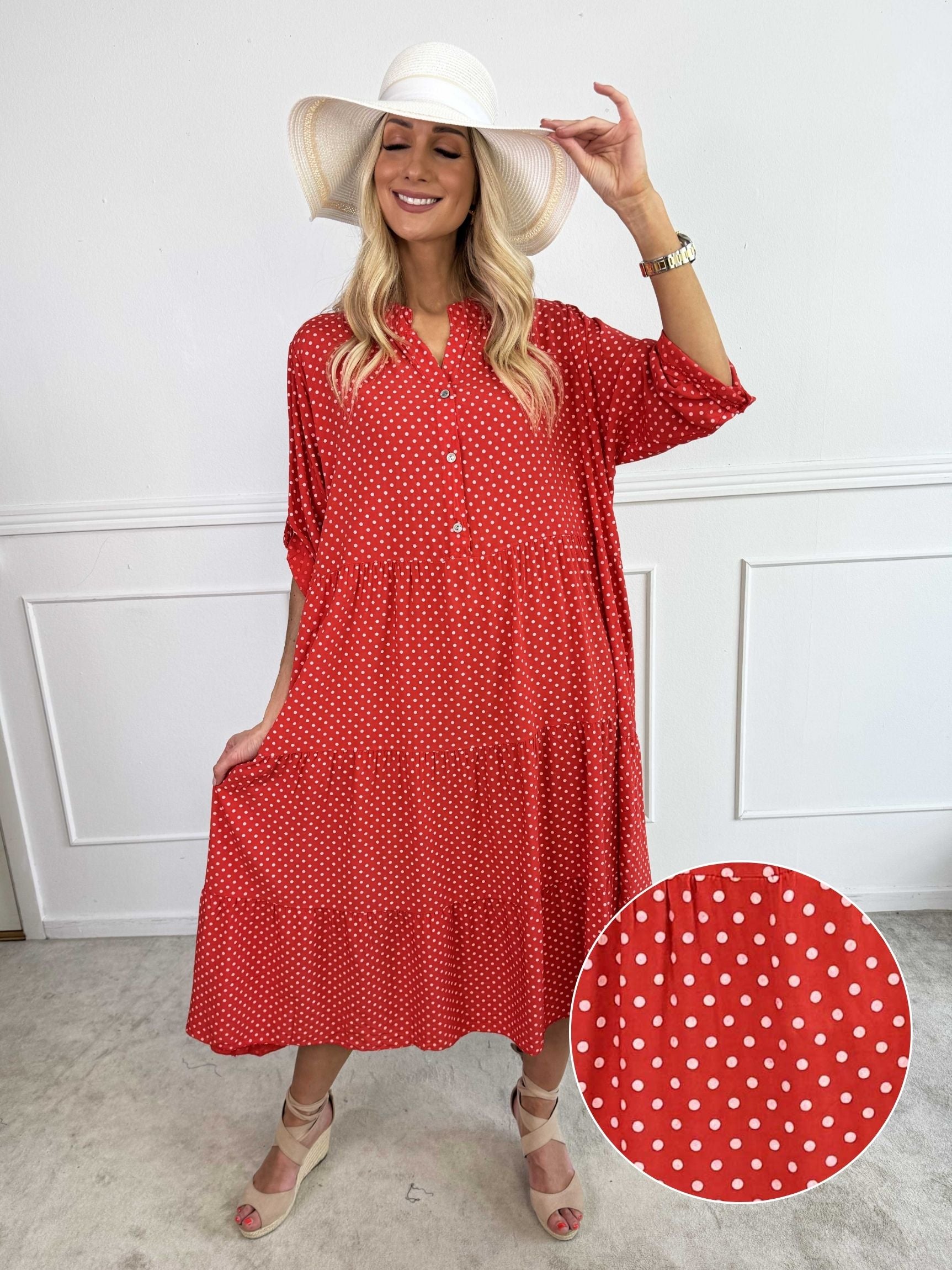 Dotti - Klänning med lager på lager-look i viskos