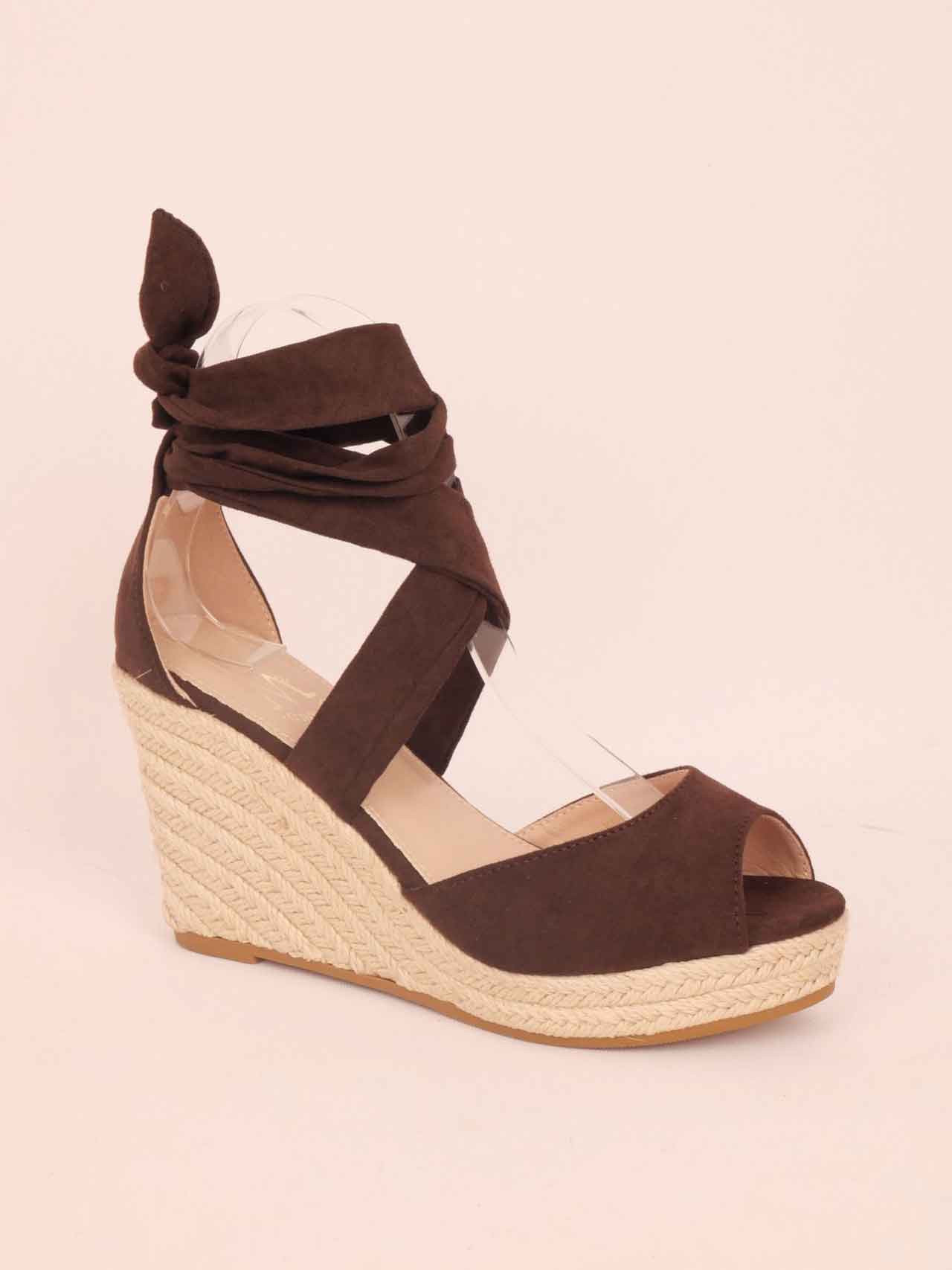 Malucca - Espadrillos med klack och knytband