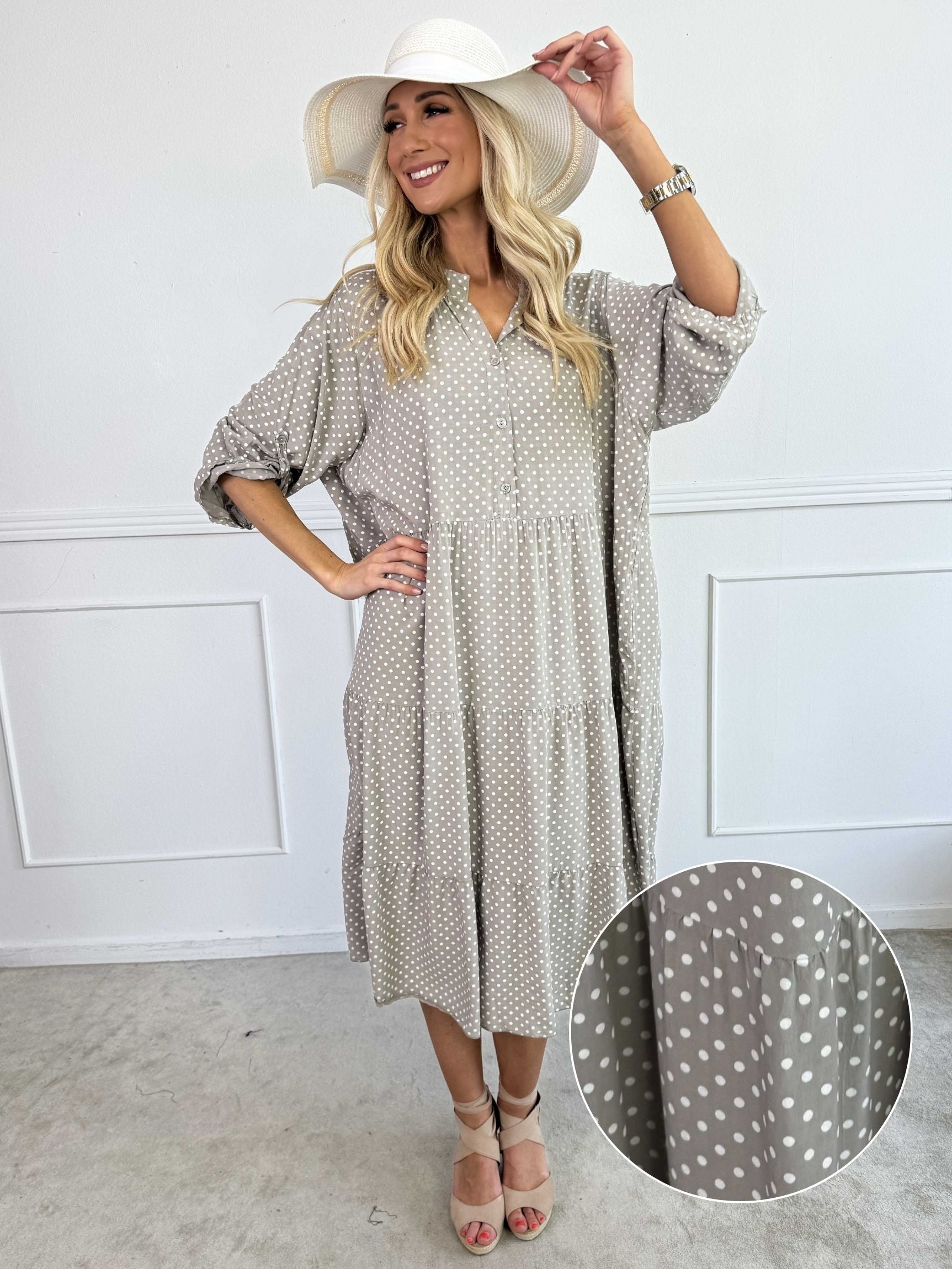 Dotti - Klänning med lager på lager-look i viskos