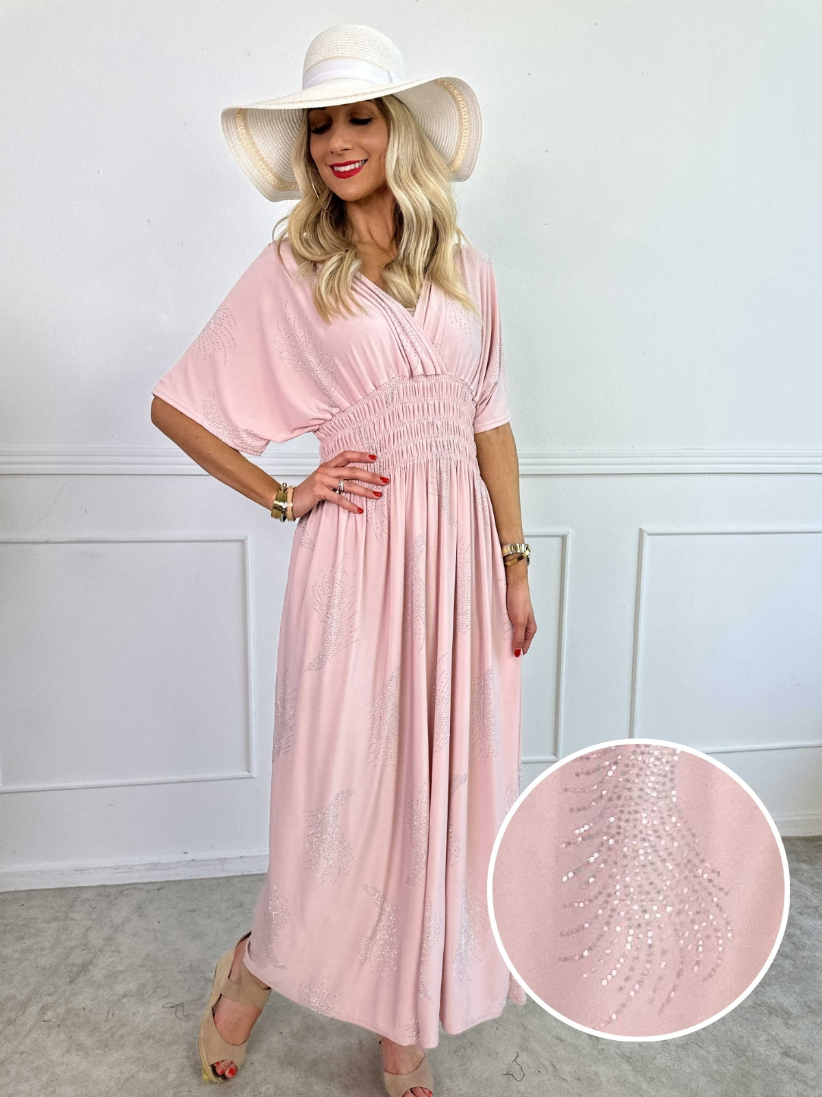 Pams Leaf Crystal - Lång stretchklänning med strassmönster