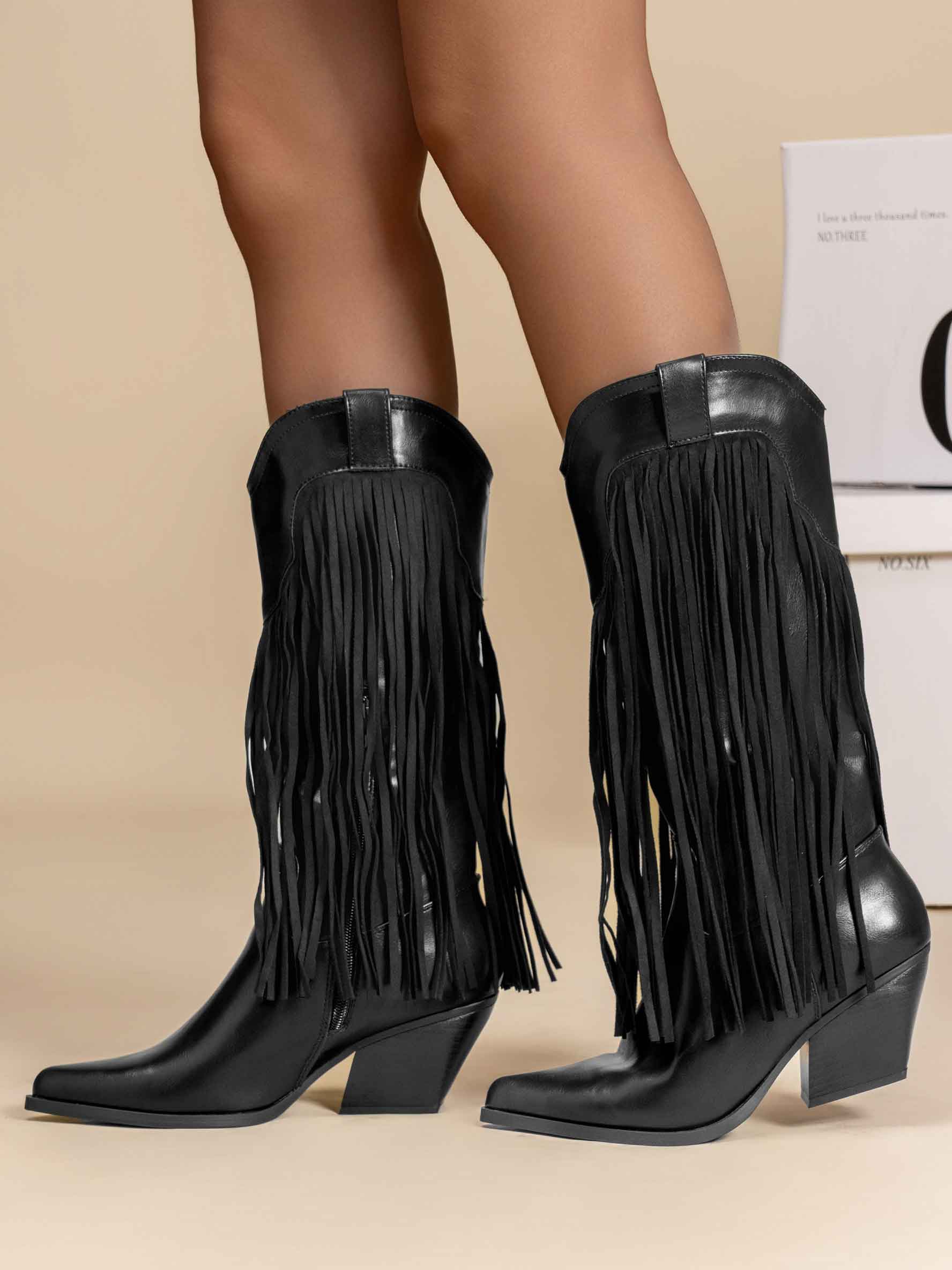 Marjorie - Cowboystövlar med fransar