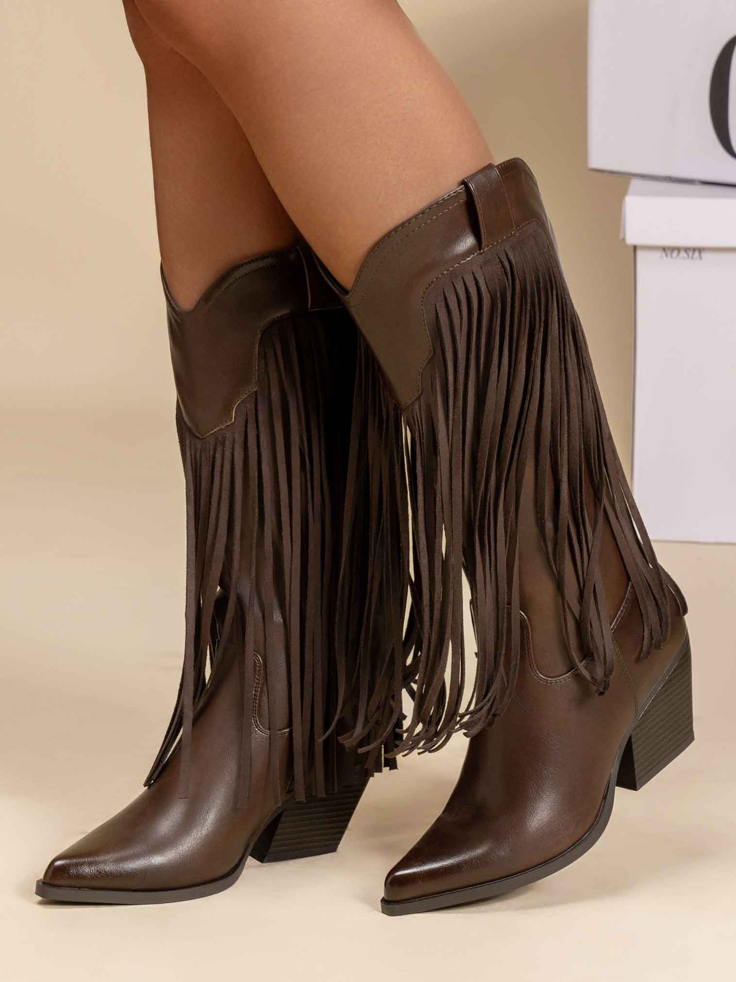 Marjorie - Cowboystövlar med fransar