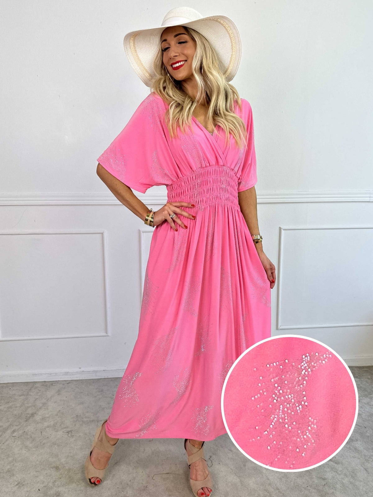 Pams Leaf Crystal - Lång stretchklänning med strassmönster