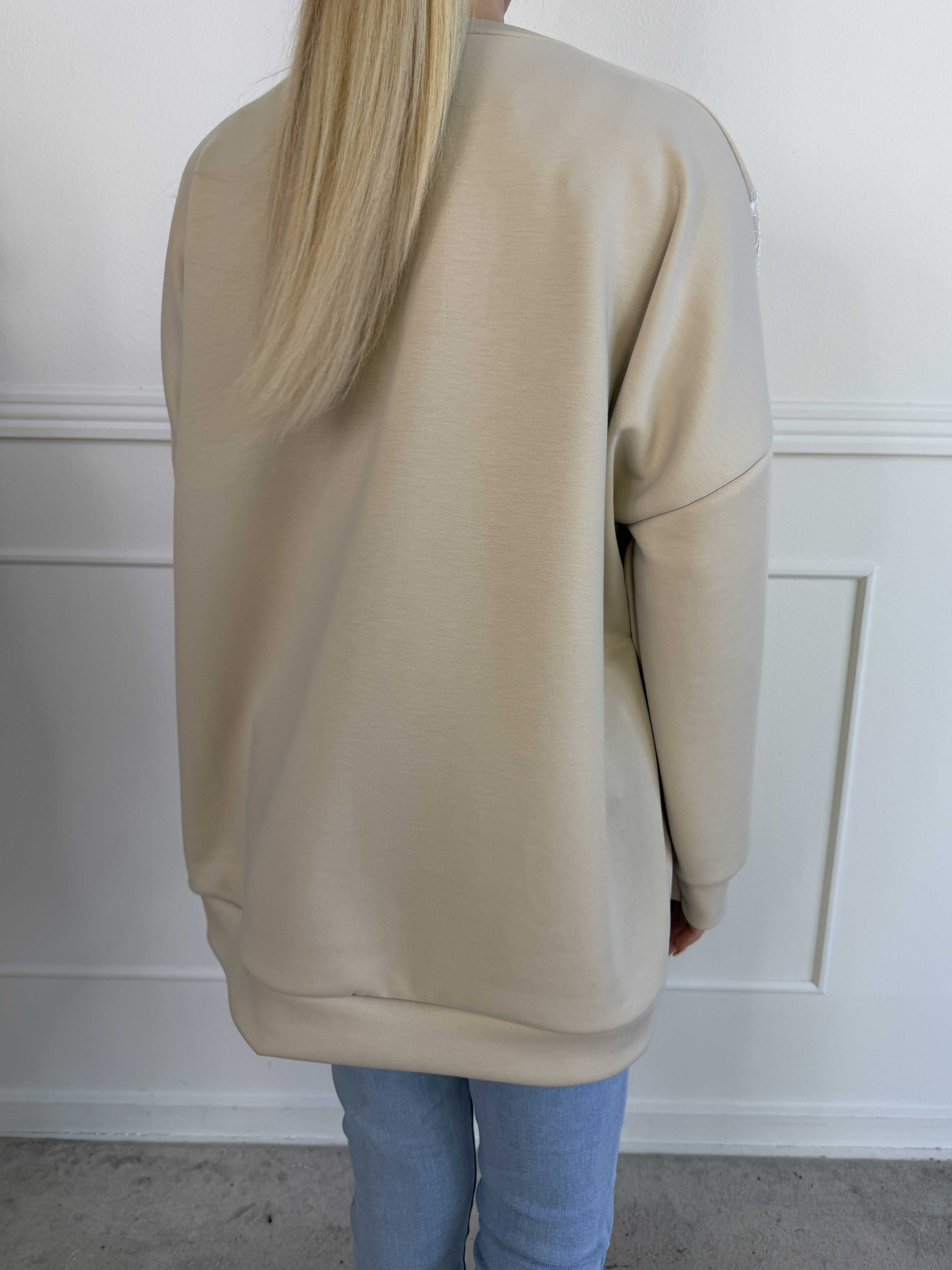 Abbelone - Joggingbluse i viskose med blonde henover brystet