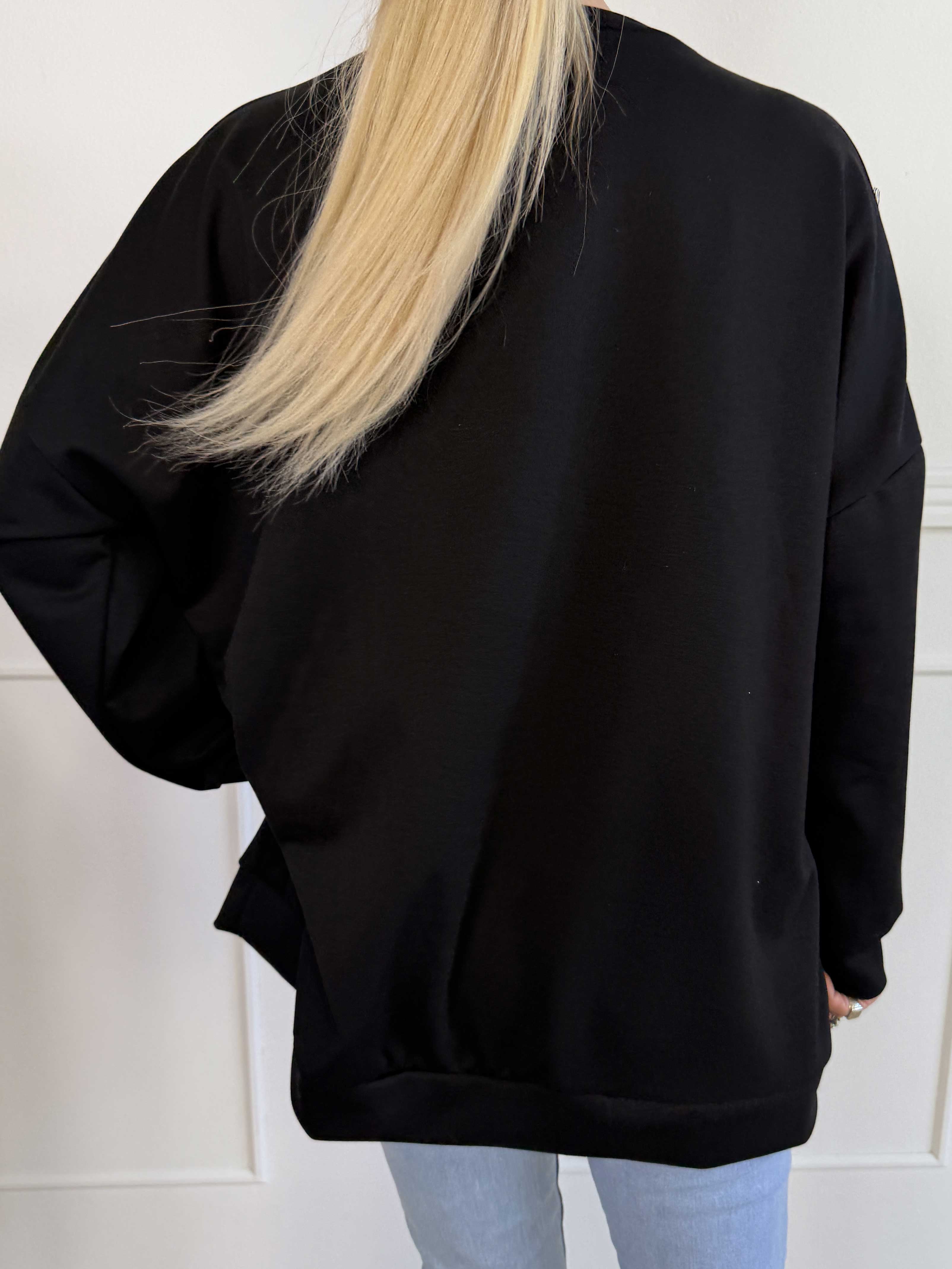 Abbelone - Joggingbluse i viskose med blonde henover brystet