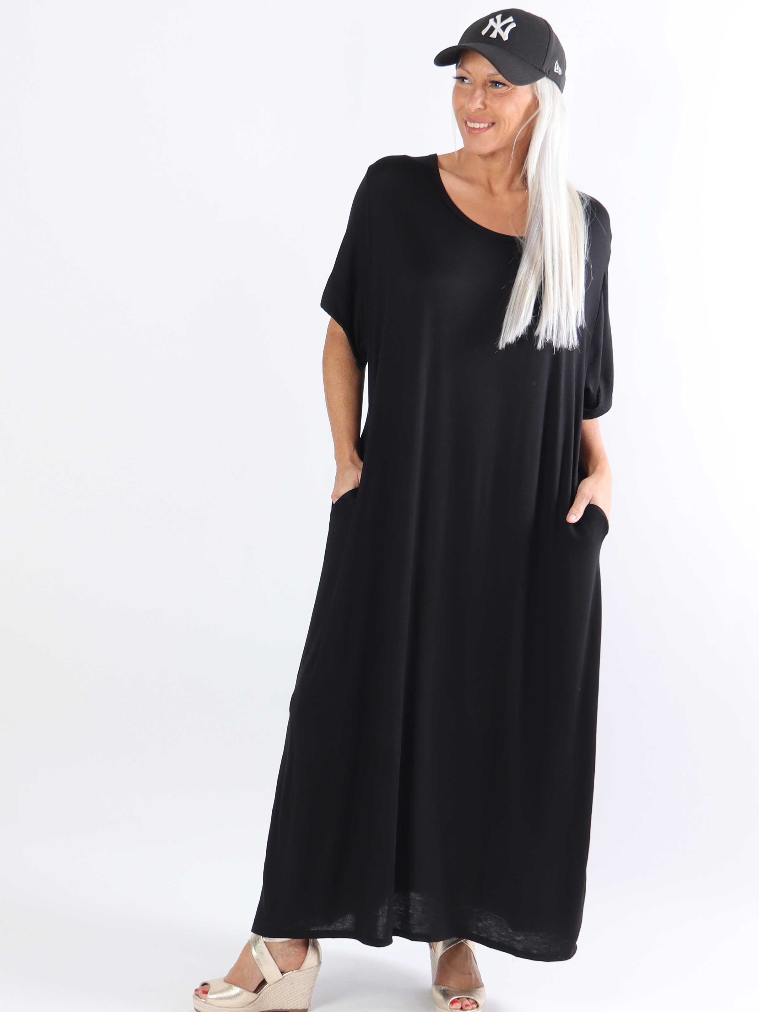 Abbie - Lång plus size t-shirtklänning i viskostyg som andas