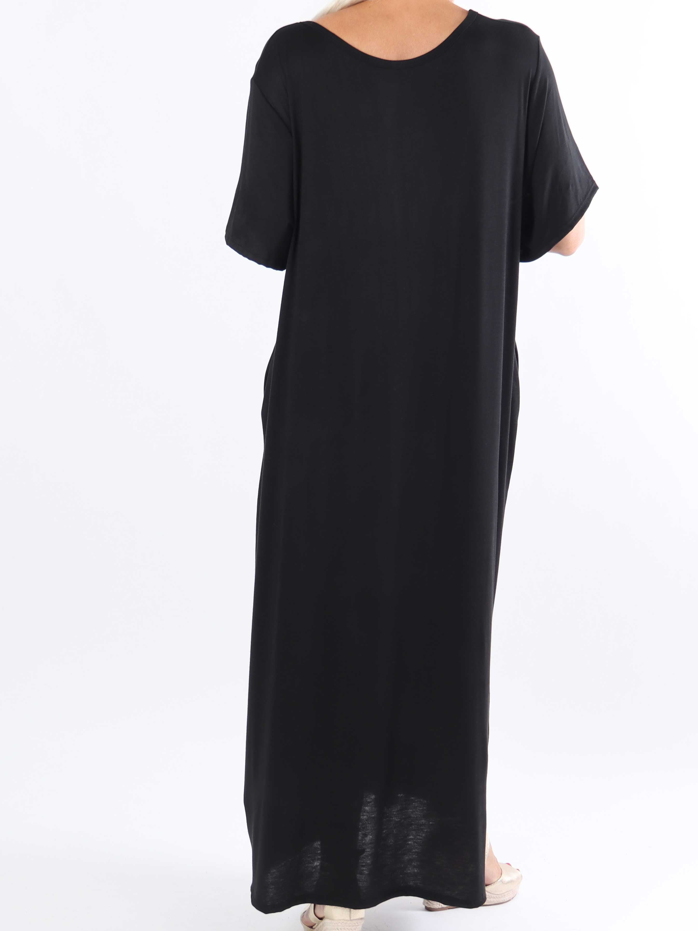 Abbie - Lång plus size t-shirtklänning i viskostyg som andas