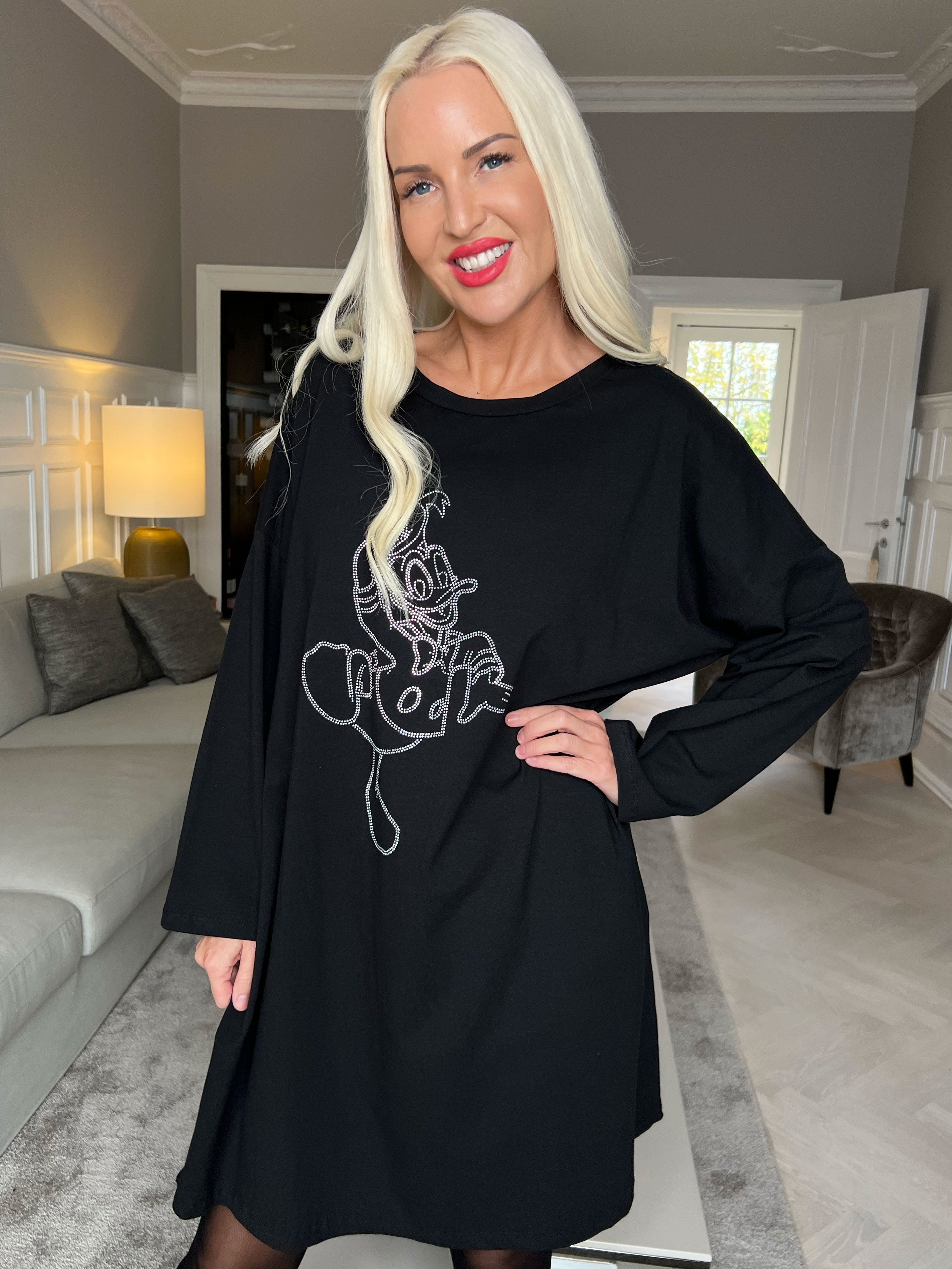 Ada - Klänning i bomull med tryck i faux lustre