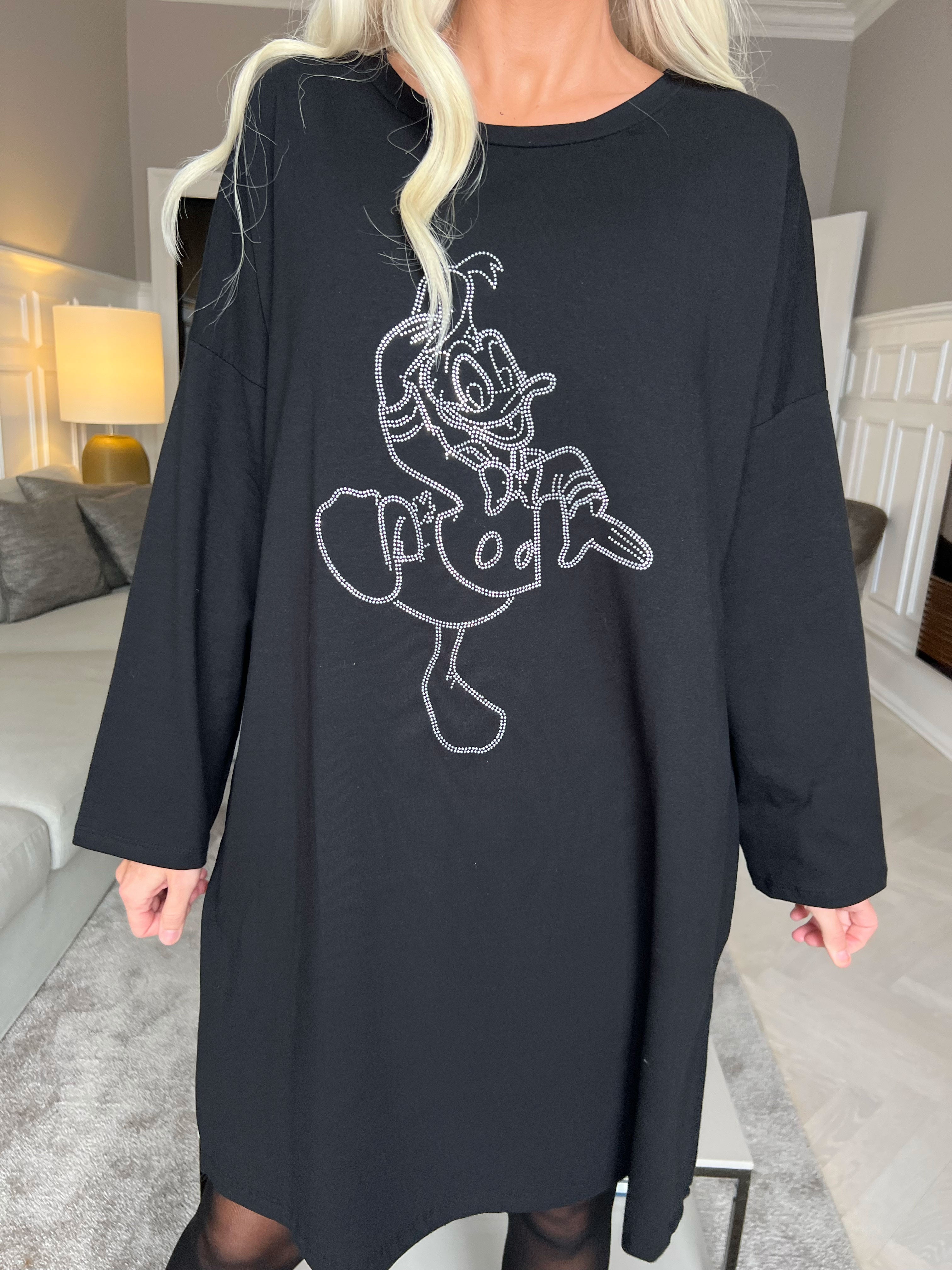 Ada - Klänning i bomull med tryck i faux lustre