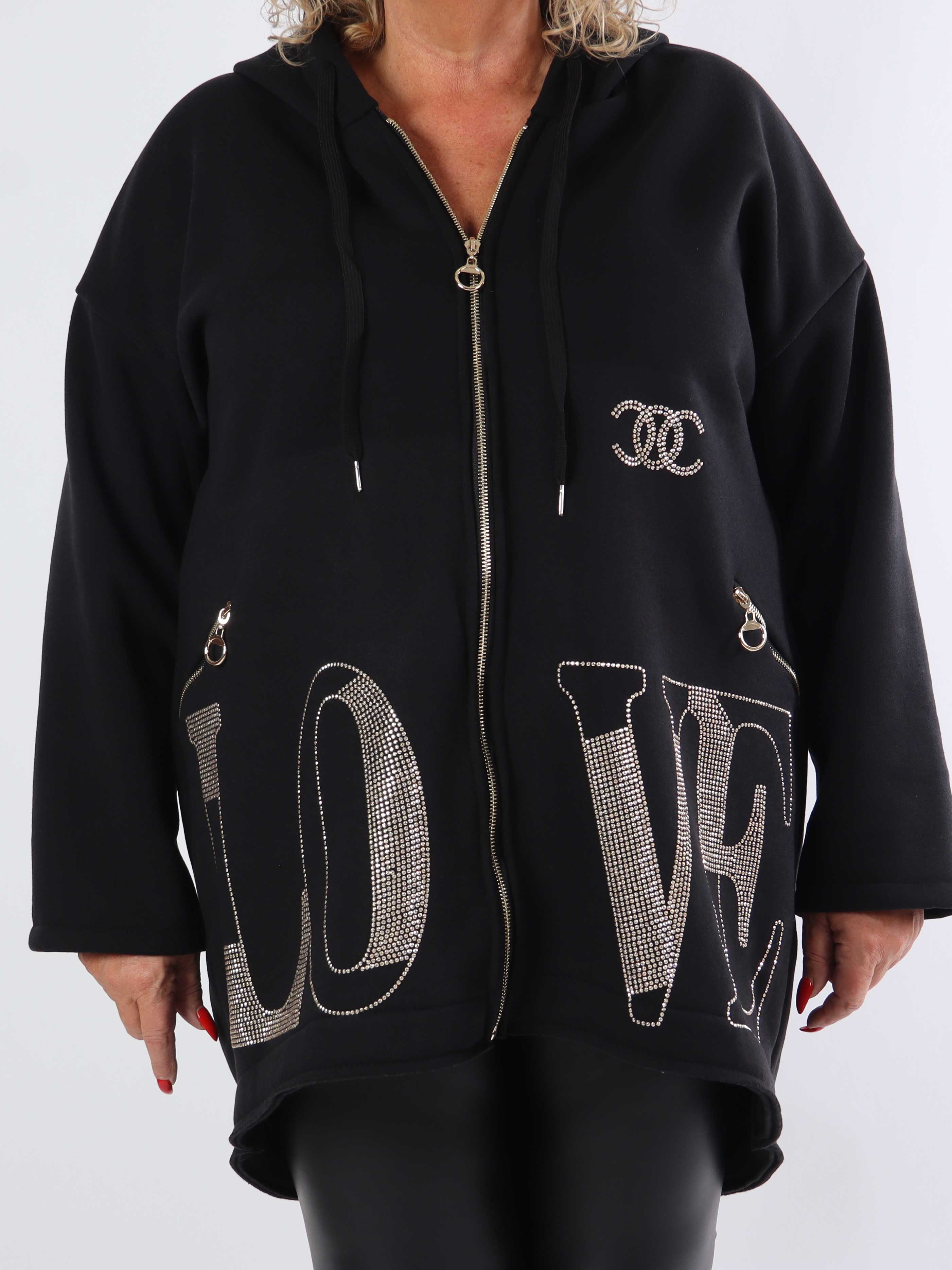 Adea - Mjuk huvtröja i plusstorlek med dragkedja och mockarand