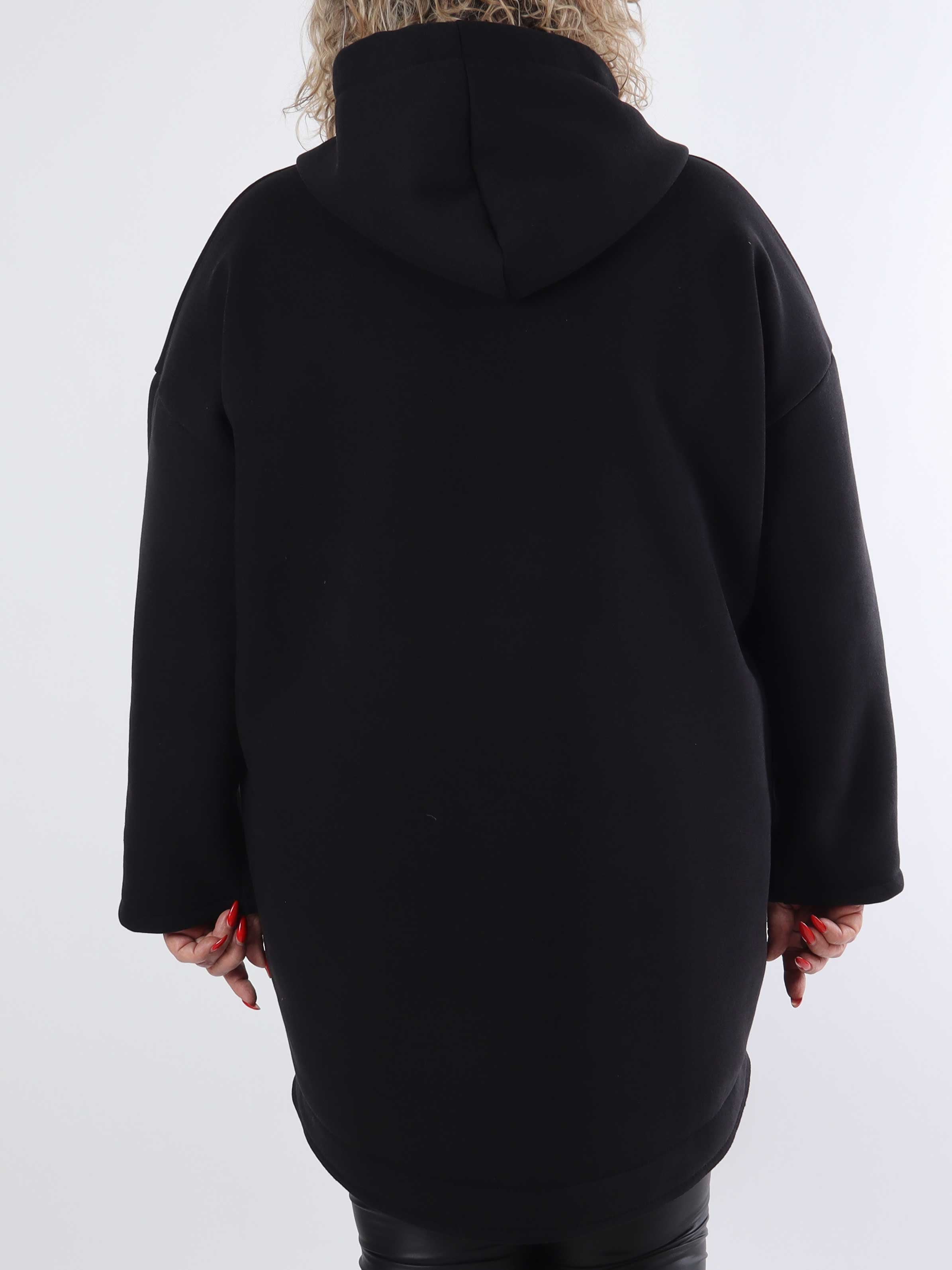 Adea - Mjuk huvtröja i plusstorlek med dragkedja och mockarand