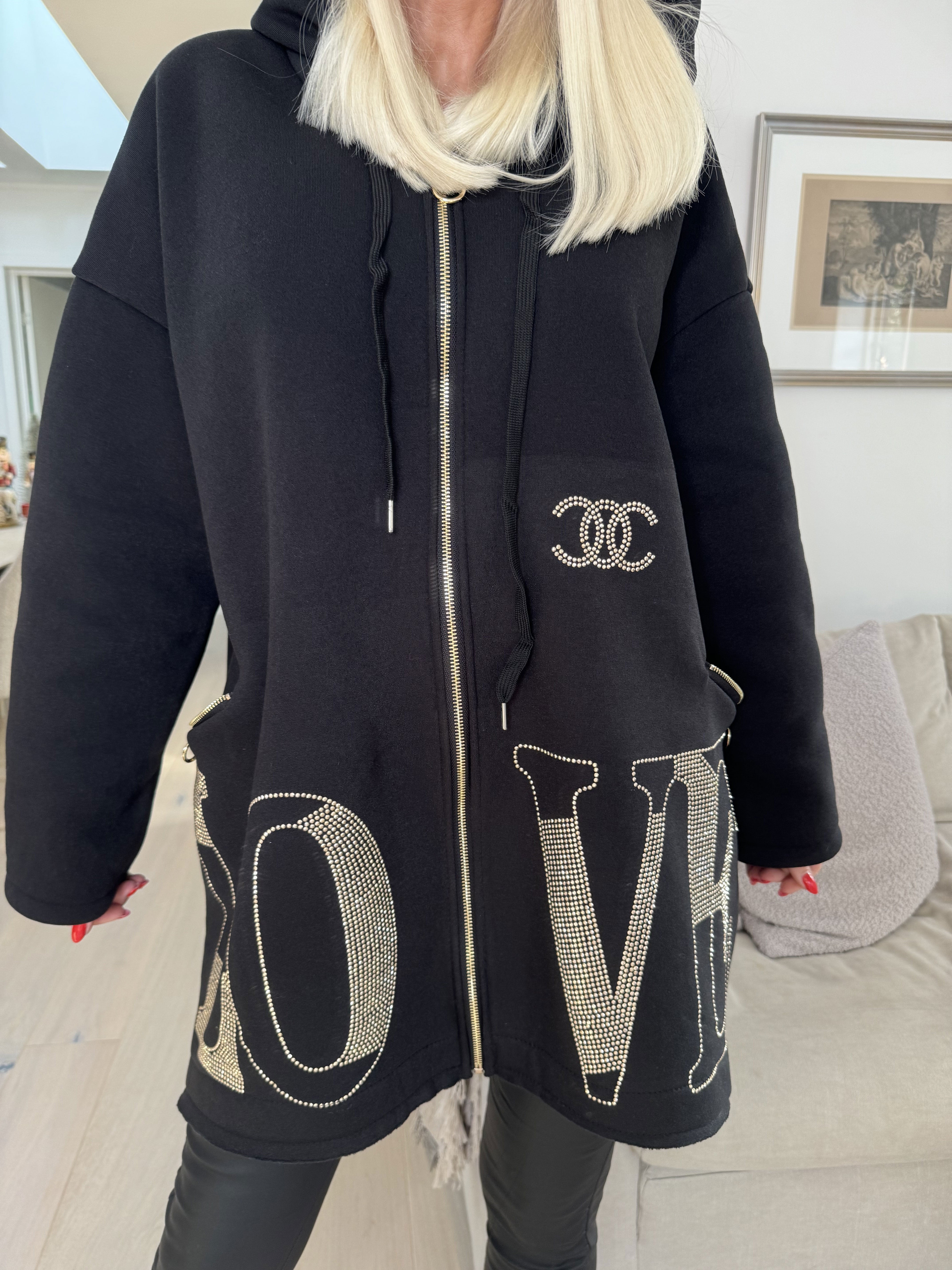 Adea - Mjuk hoodie med dragkedja och fuskpälskant