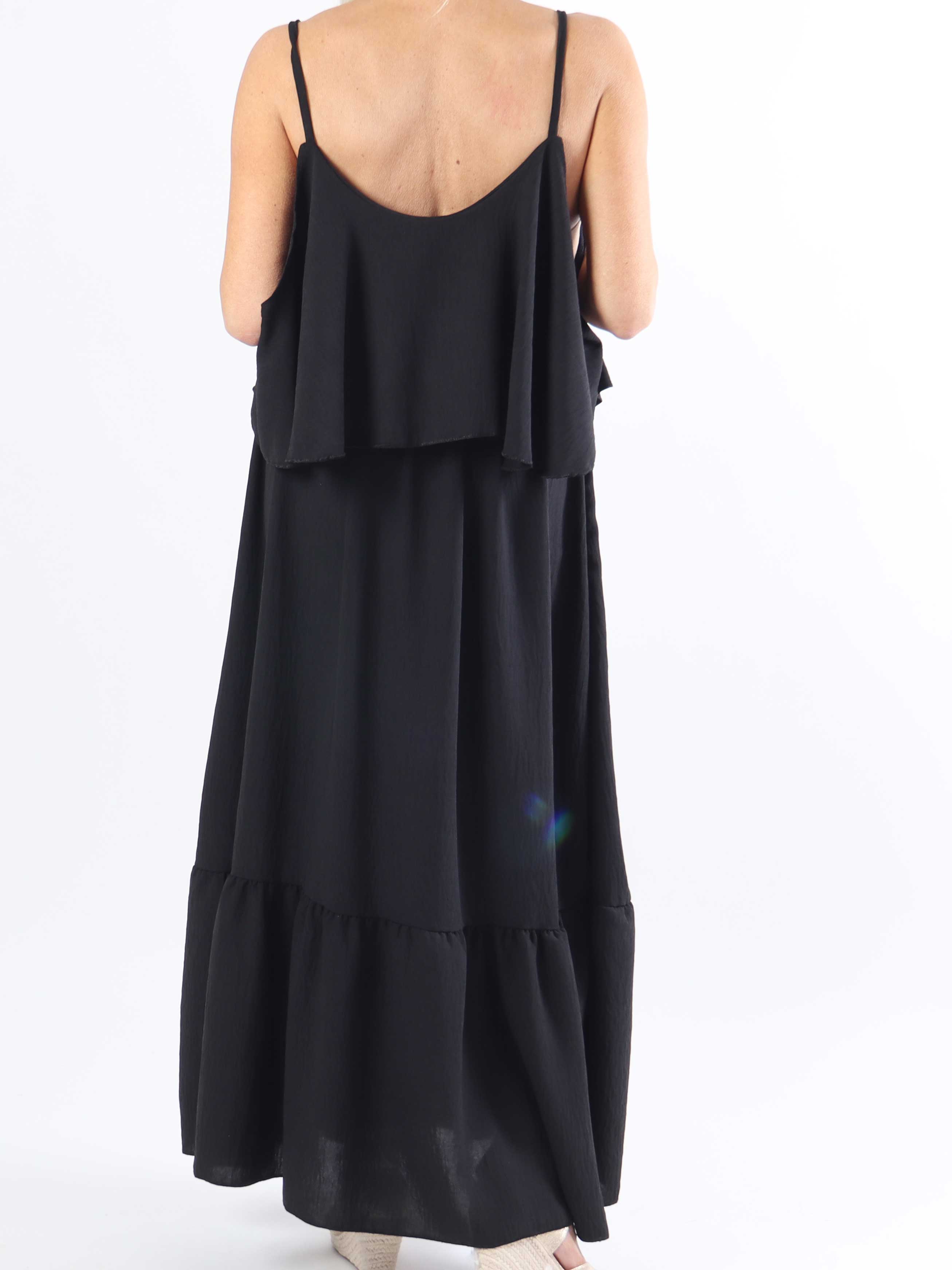 Adelisa - Lång plus size-klänning med band och volanger