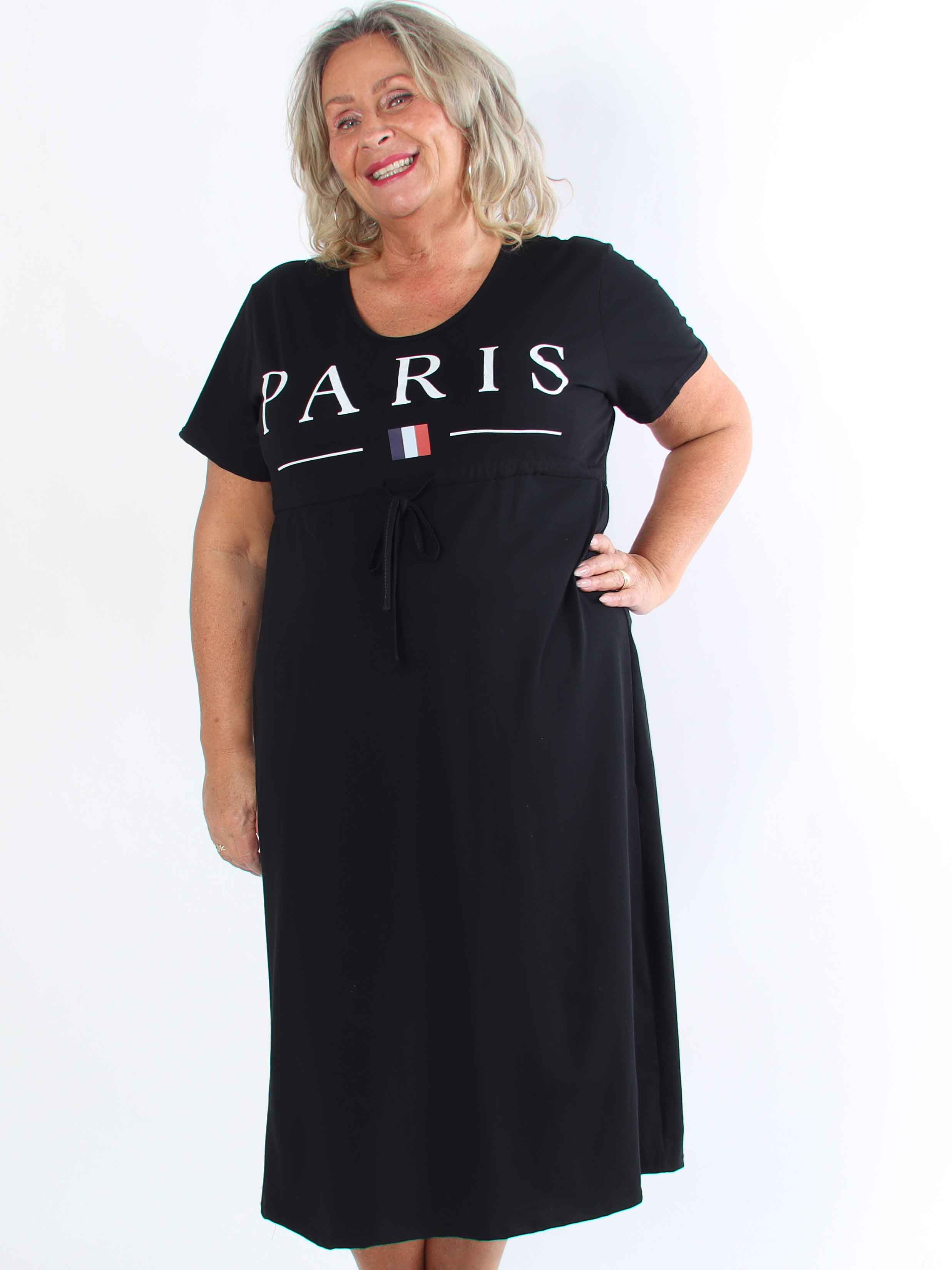 Afiya - Plus size joggingklänning i bomull med dragsko under bröstet