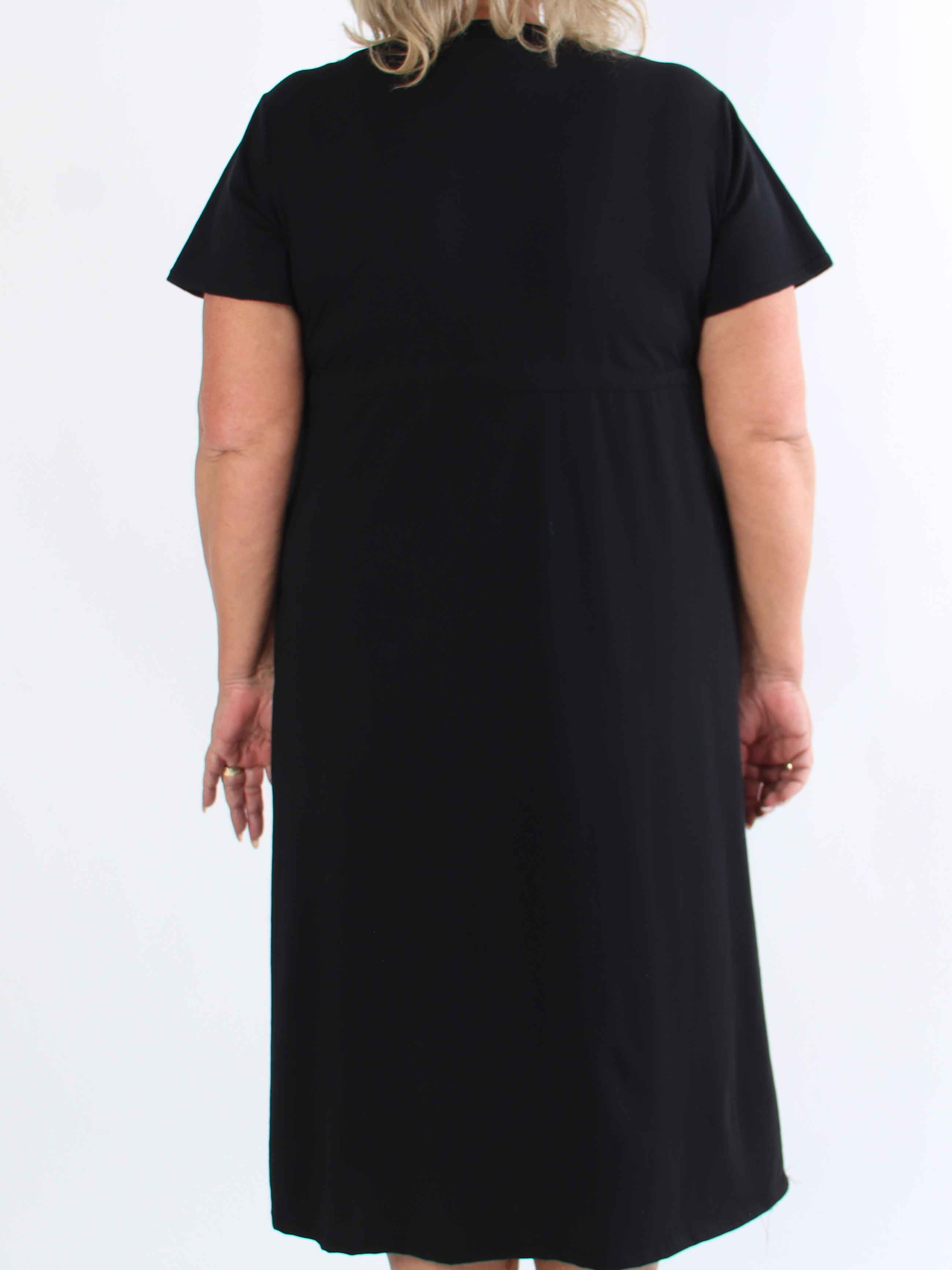 Afiya - Plus size joggingklänning i bomull med dragsko under bröstet