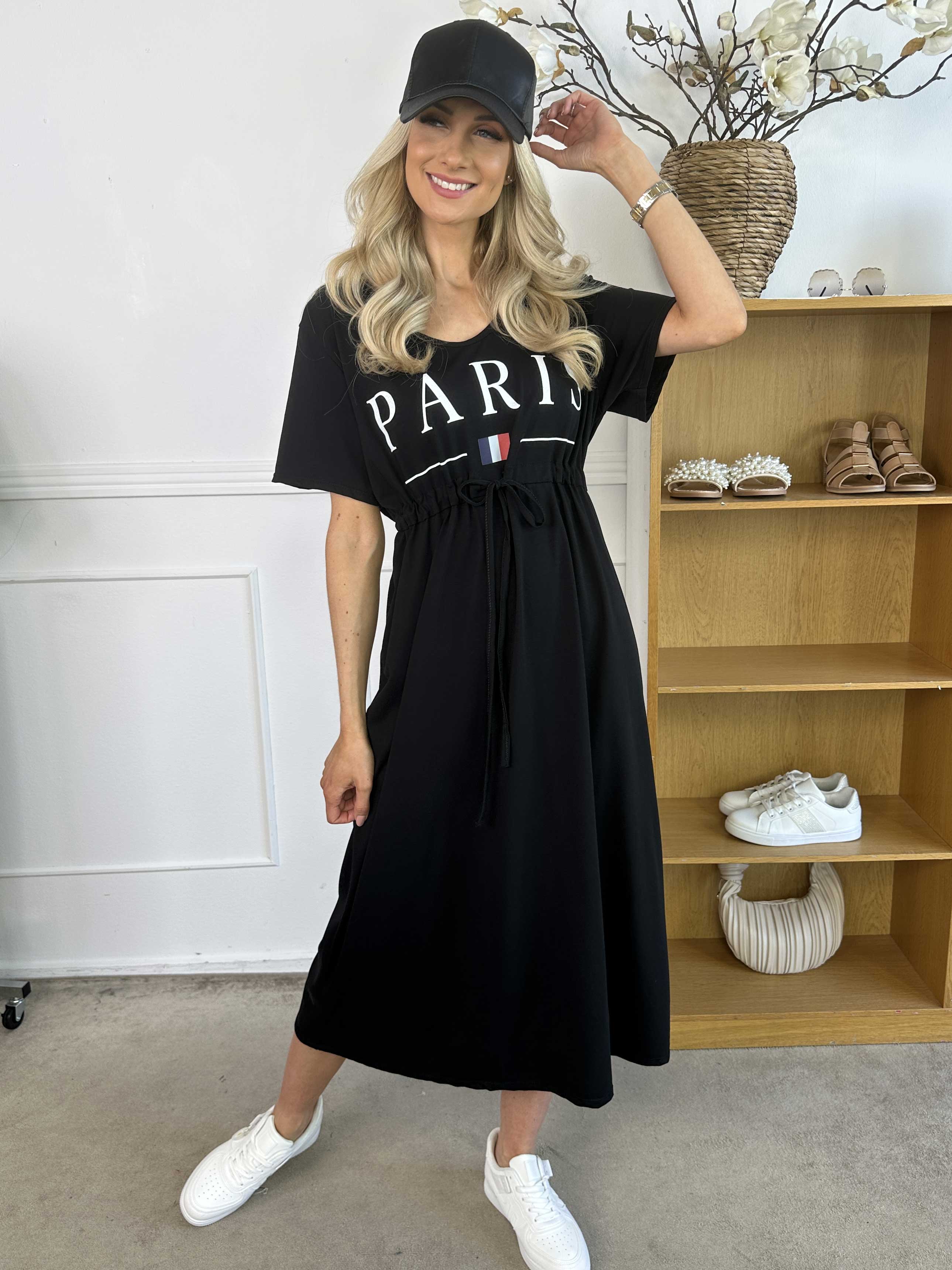 Afiya - Joggingklänning i bomull med dragsko under bröstet