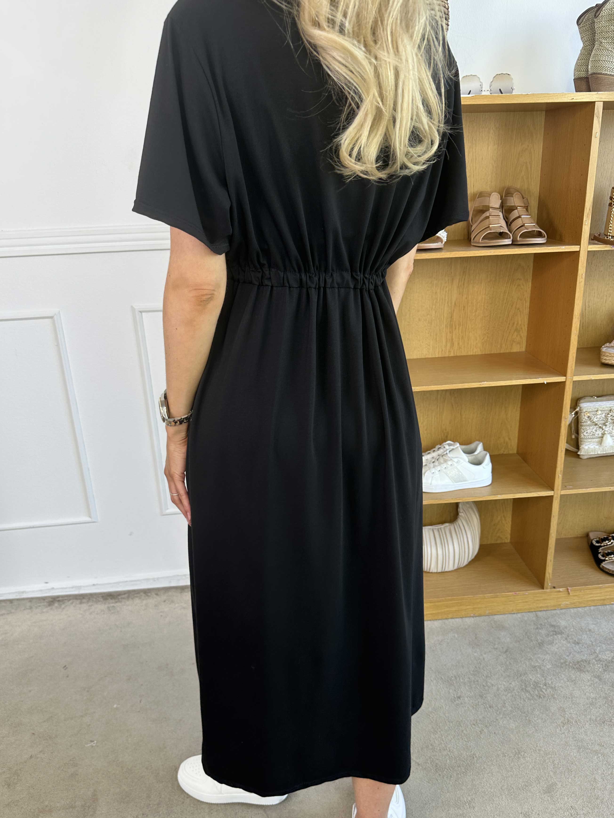 Afiya - Joggingklänning i bomull med dragsko under bröstet