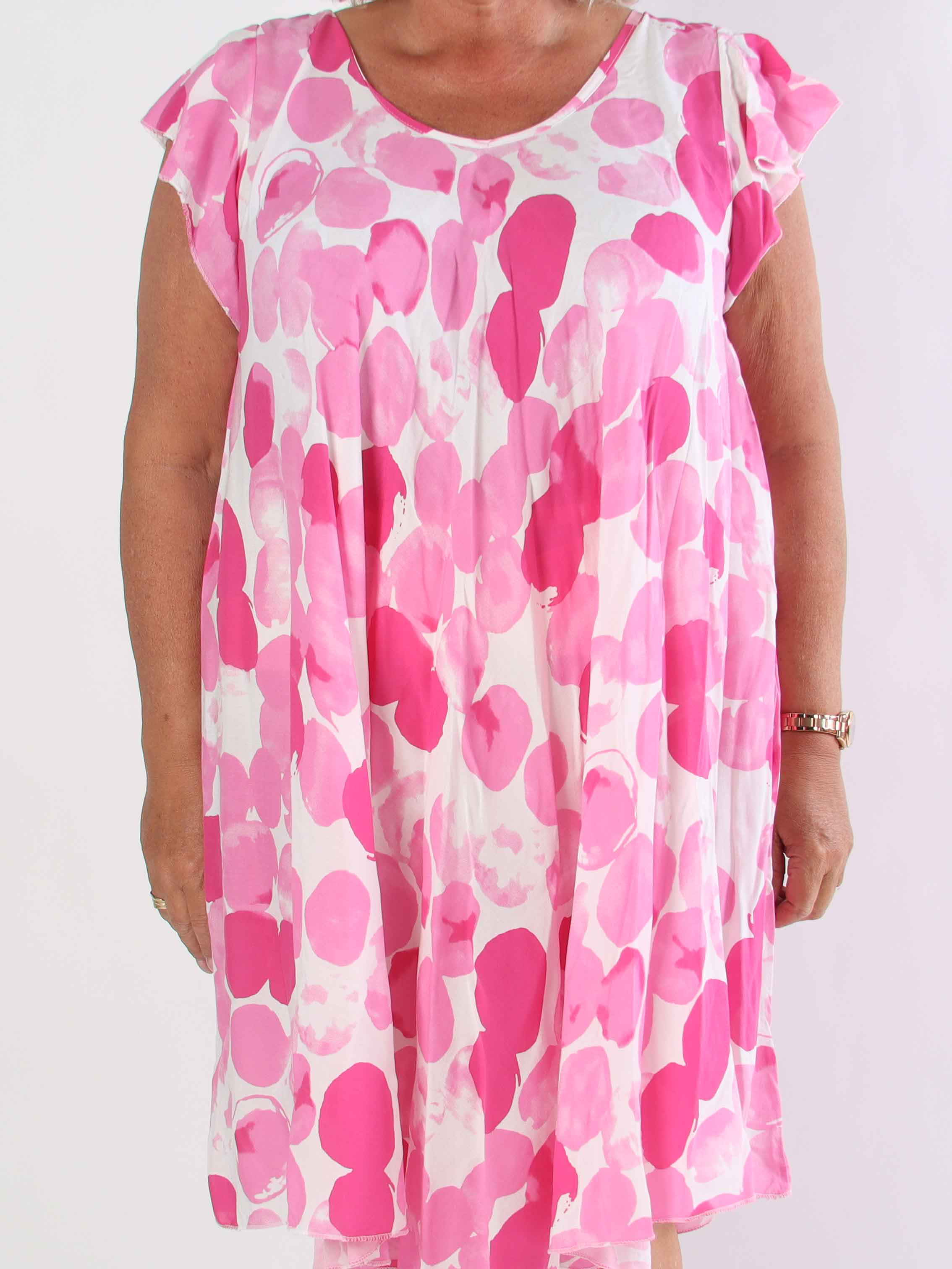 Akantha  - Mönstrad plus size sommarklänning i lätt viskos