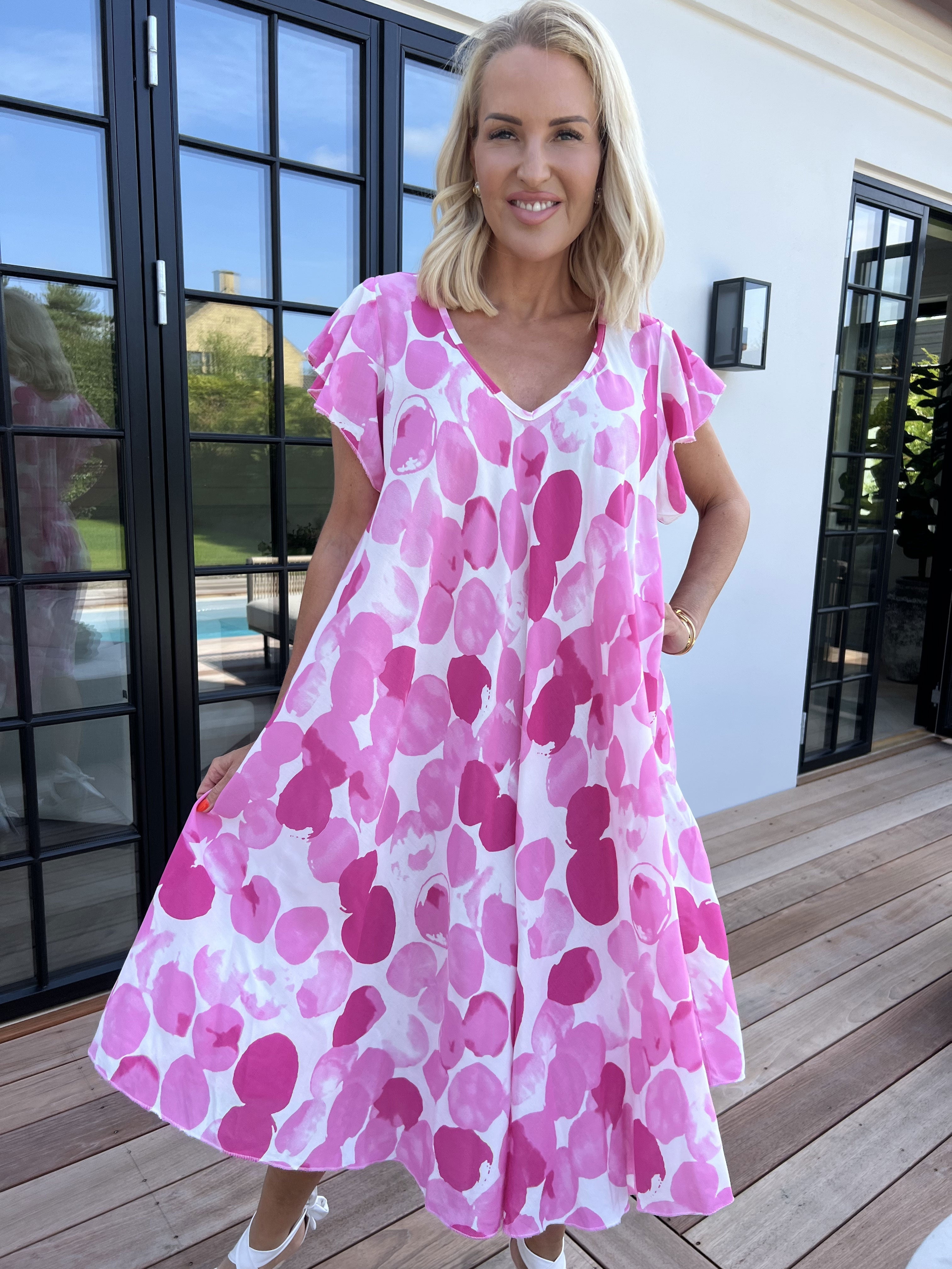 Akantha - Söt mönstrad sommarklänning i lätt viskos