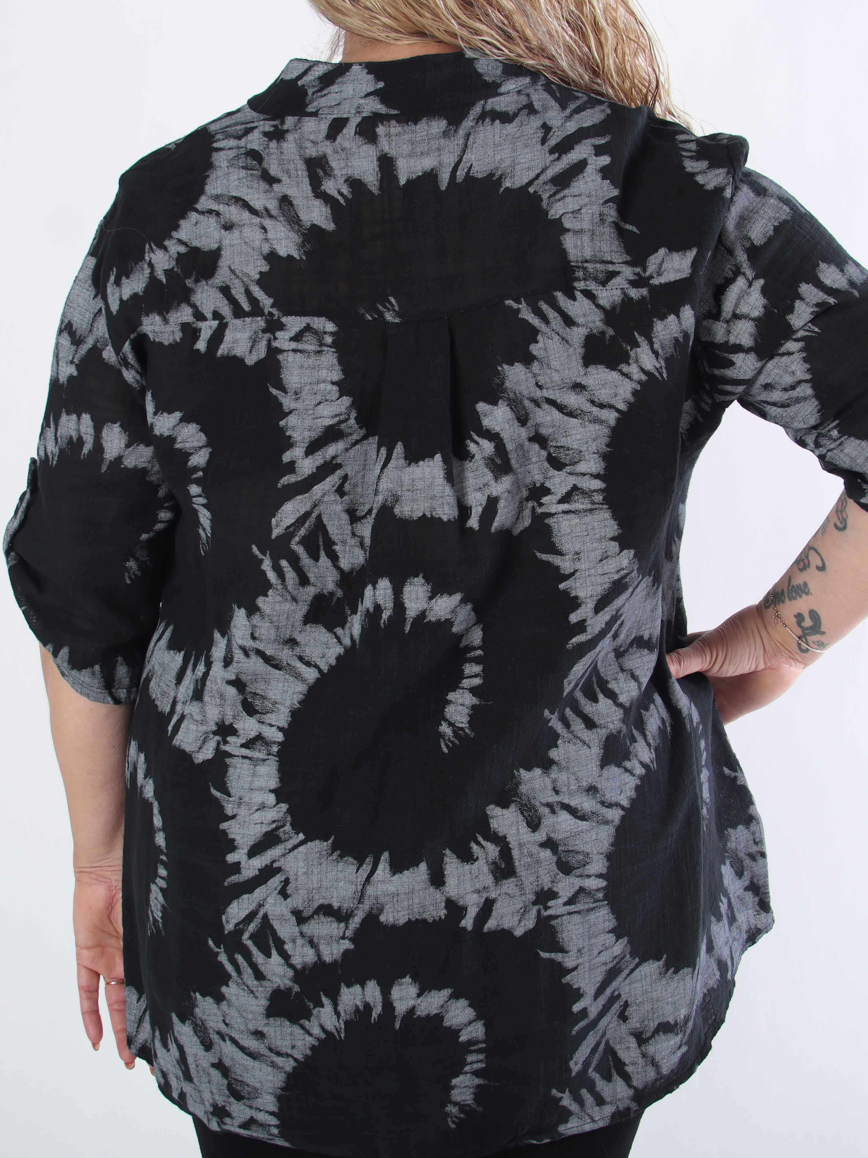 Akella - Mönstrad plus size skjorta i ljust bomullstyg