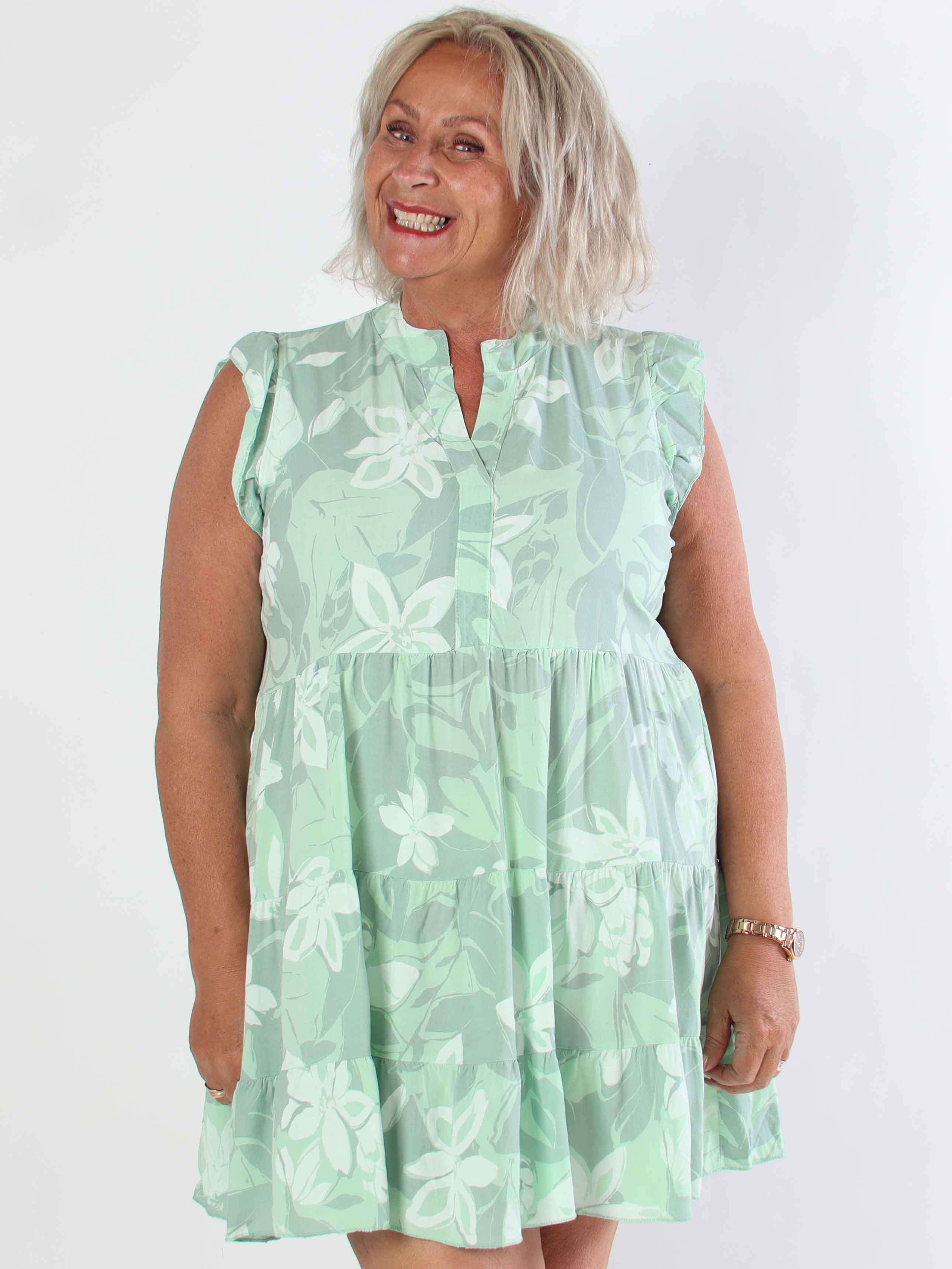 Alcmene Flower - Söt viskos tunikaklänning med volanger