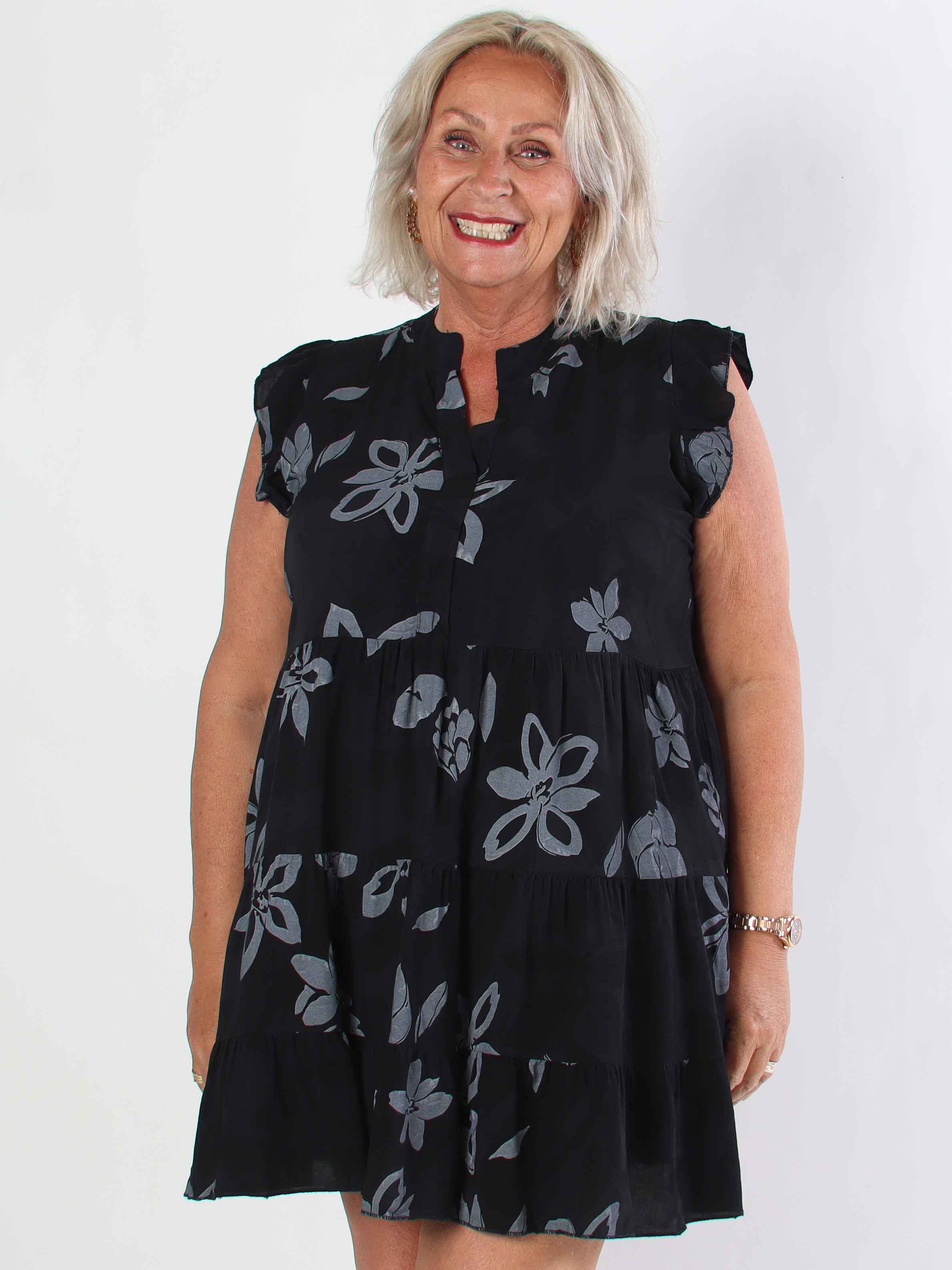 Alcmene Flower - Söt viskos tunikaklänning med volanger