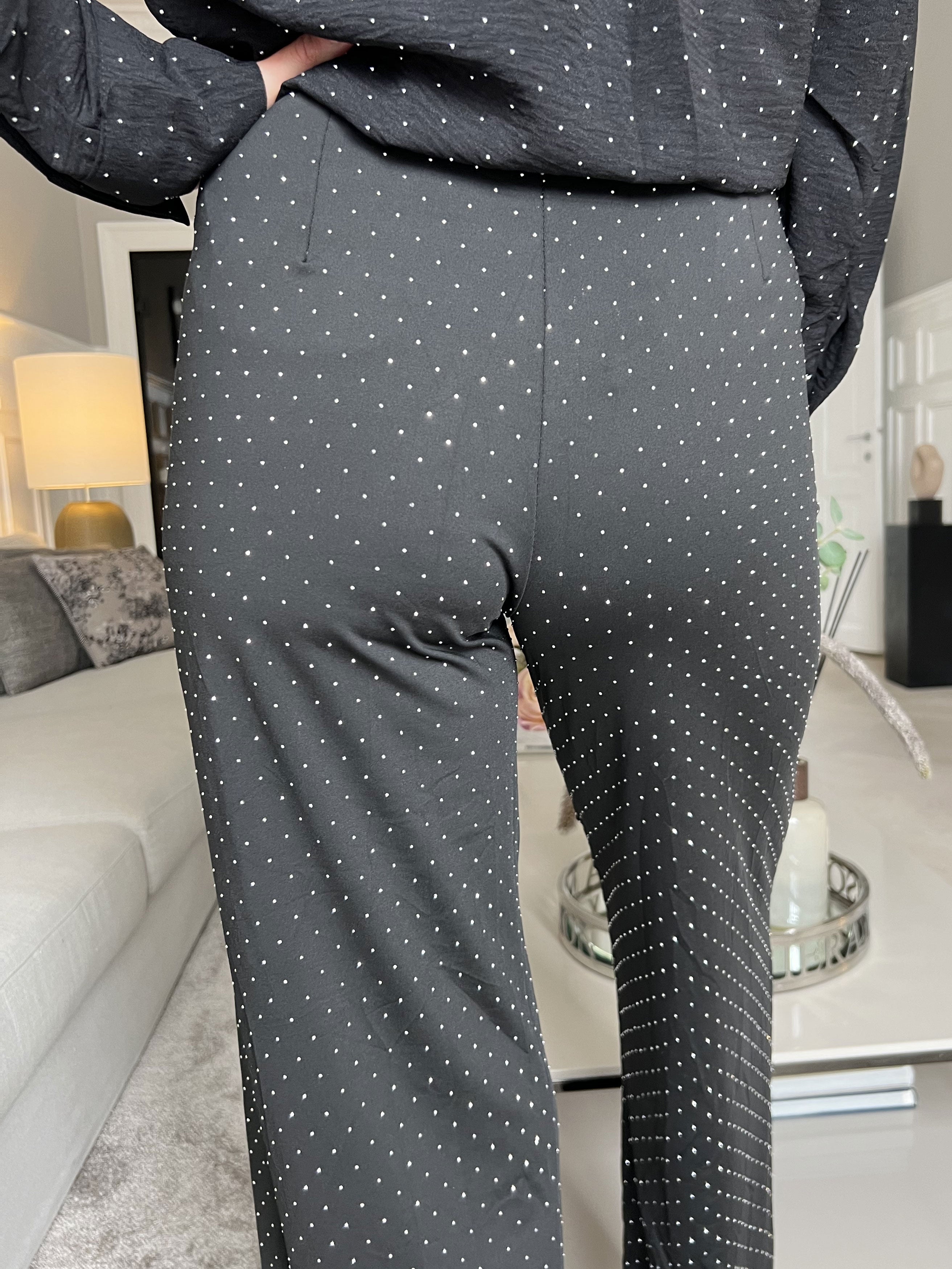 Alexandra - Lösa elastiska byxor med små stenar