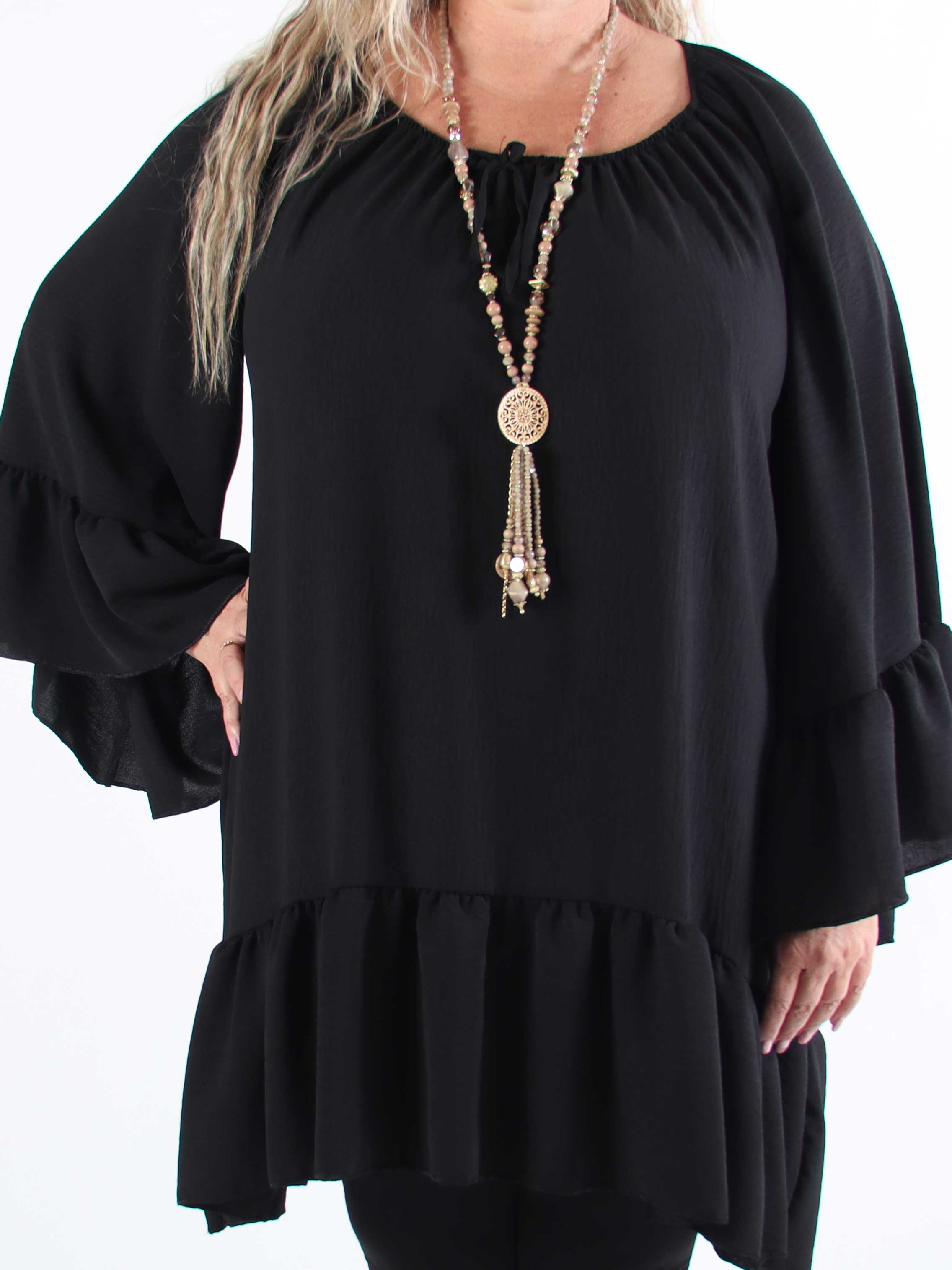 Alicia - Tunikaklänning i plus size med elastisk halsringning