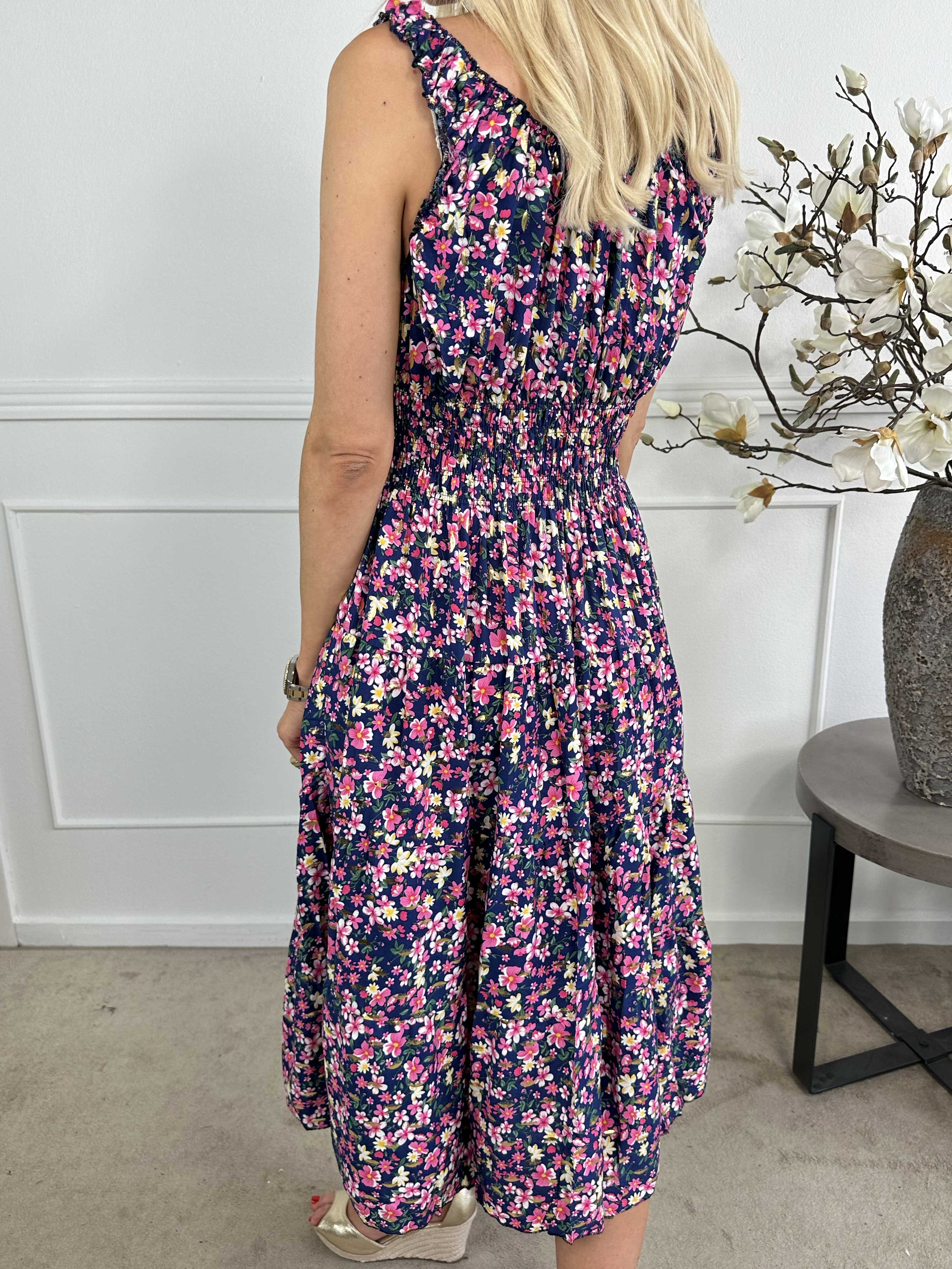 Alicia Small Flower Short - Klänning i viskos med smock och blommigt tryck