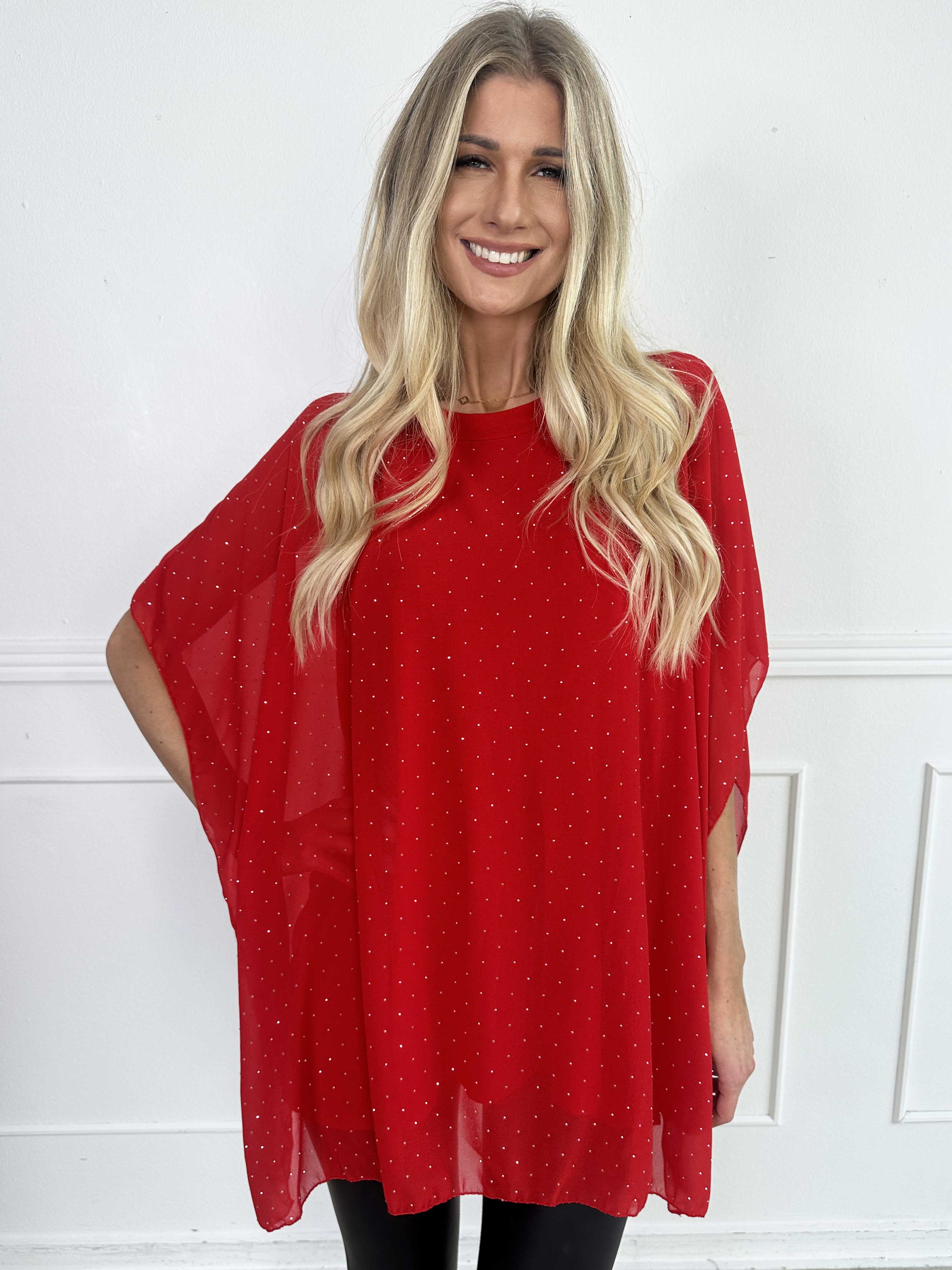 Alpha - Sød tunikakjole med et chiffonlag med skinnende sten