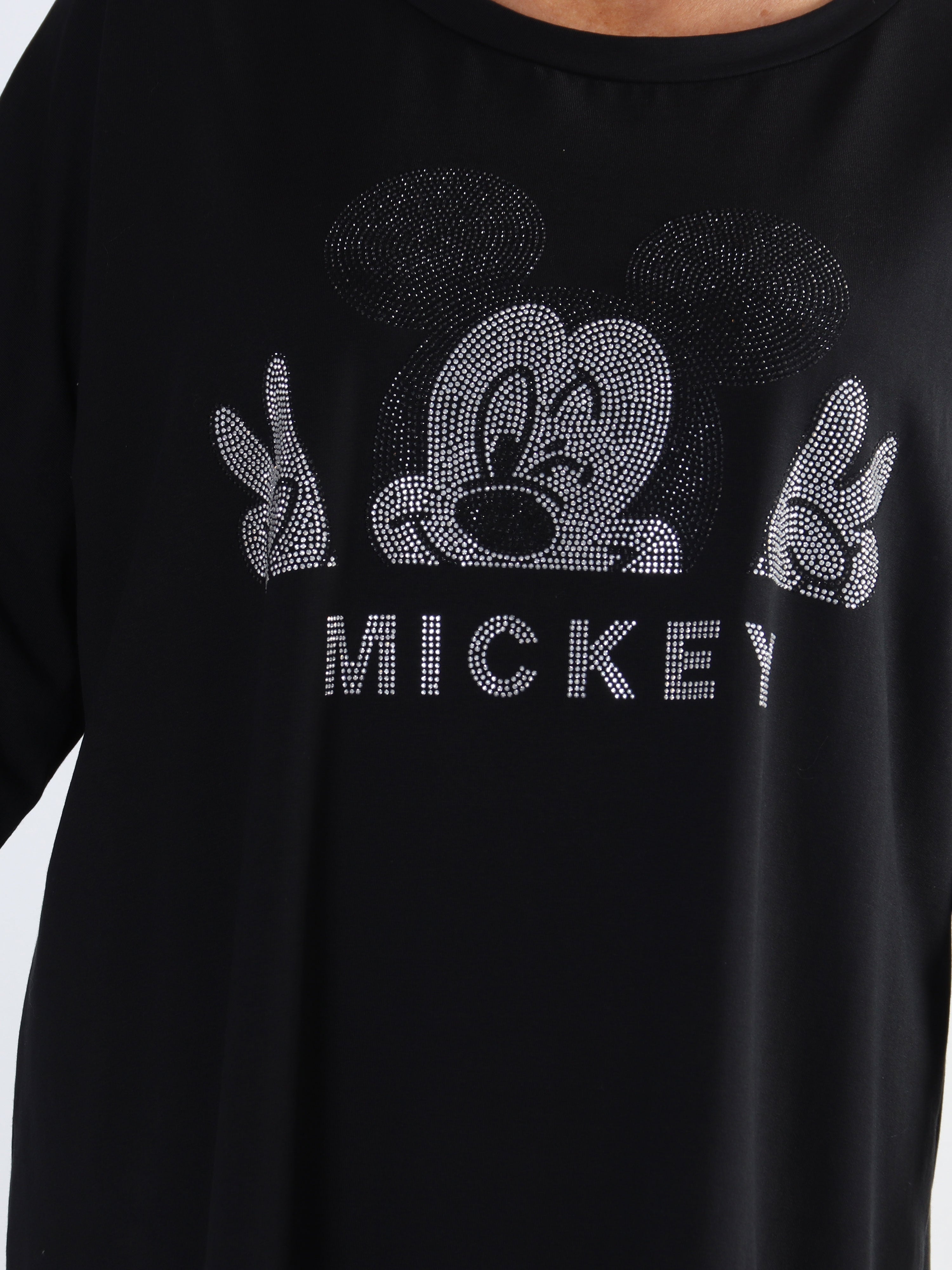 Amal Glitter - Bomullsklänning i plus size med tryck i glitter